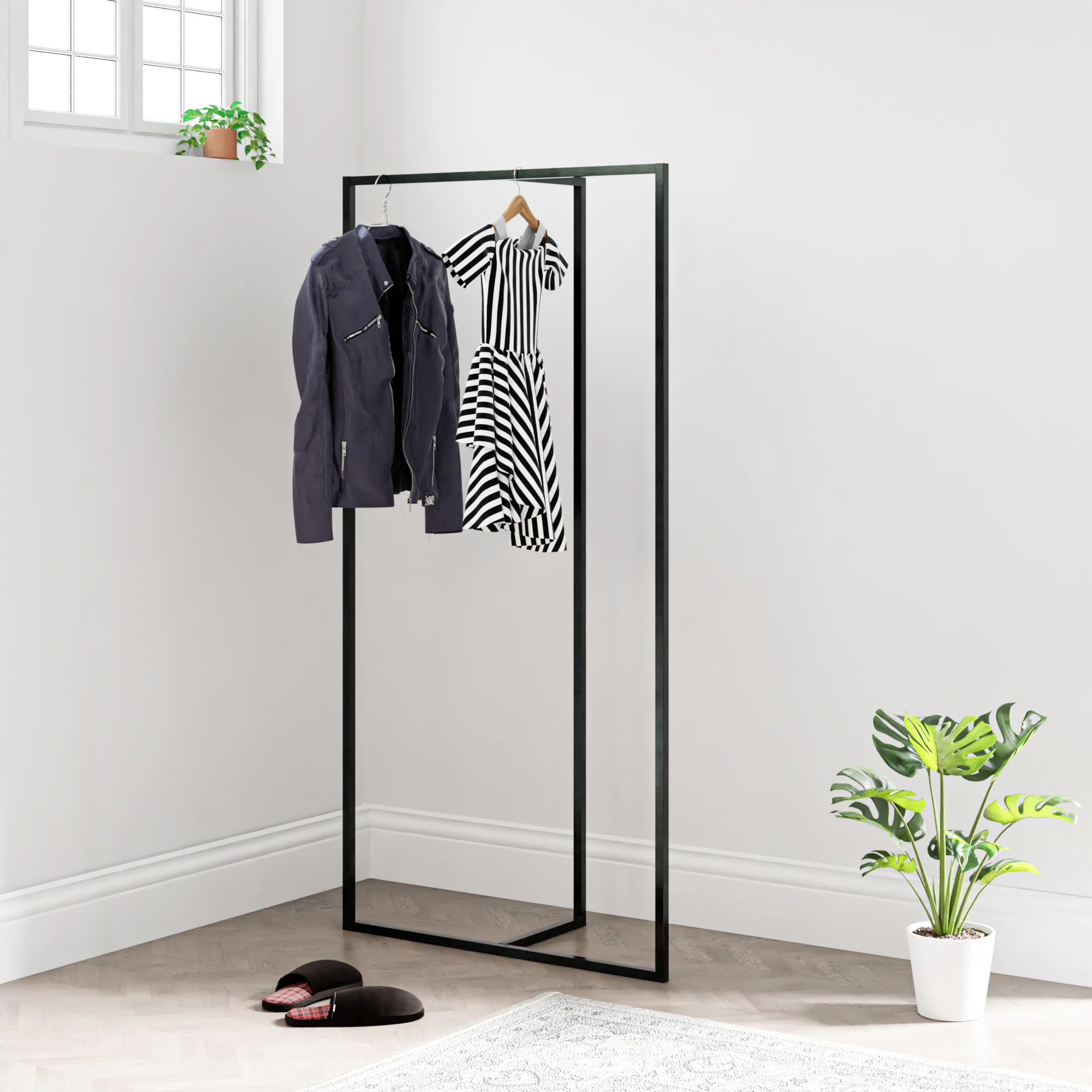 [en.casa] Kledingrek Hurdal kapstok 160x80x32 cm zwart