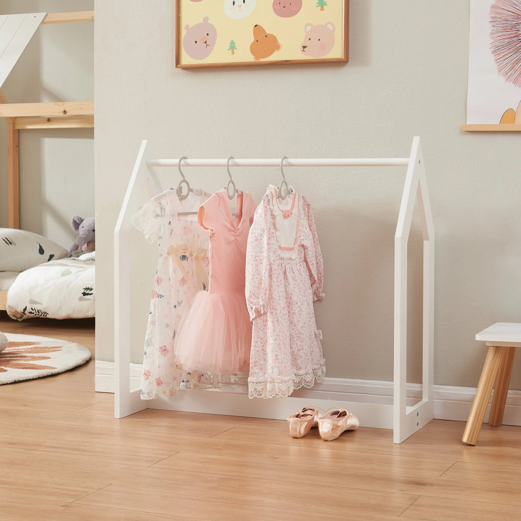 [en.casa] Kledingrek Værløse 78x75x35 cm wit en houtkleurig