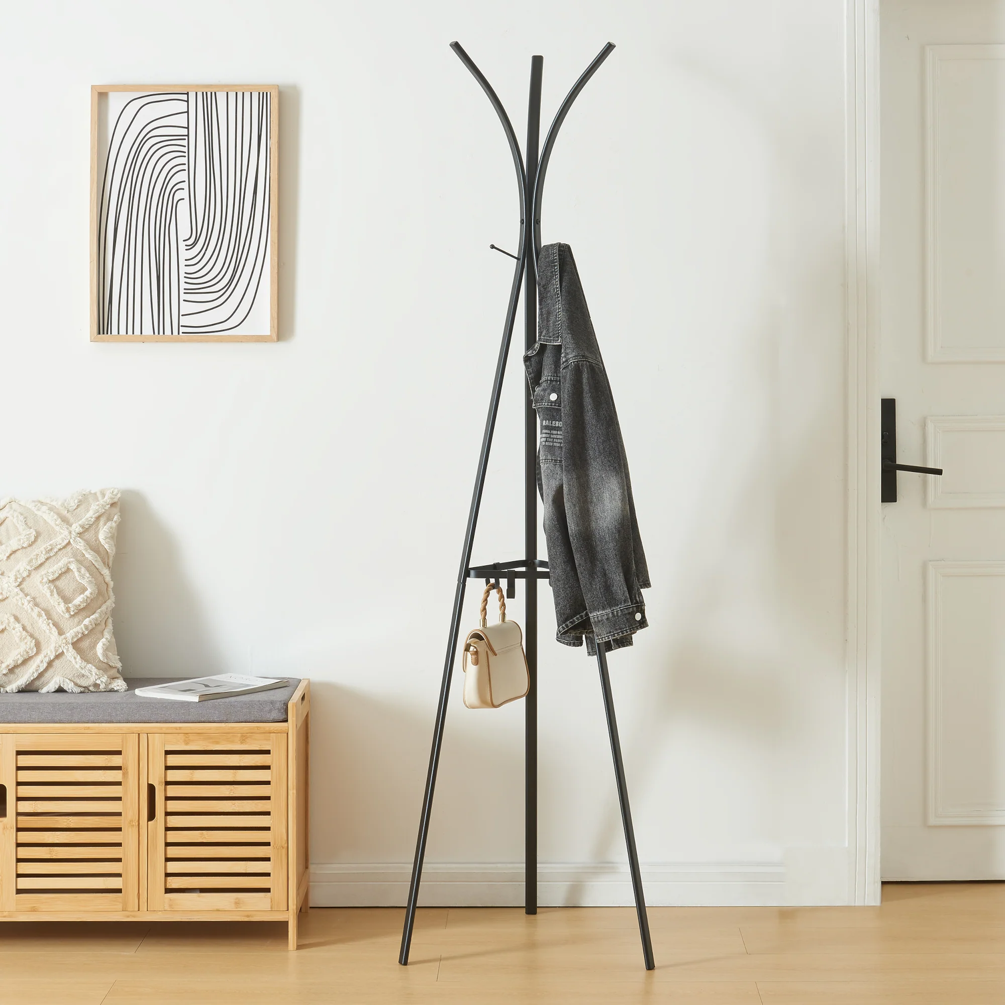 Kledingrek Vevelstad kapstok 181x52,5x52,5 cm zwart [en.casa]