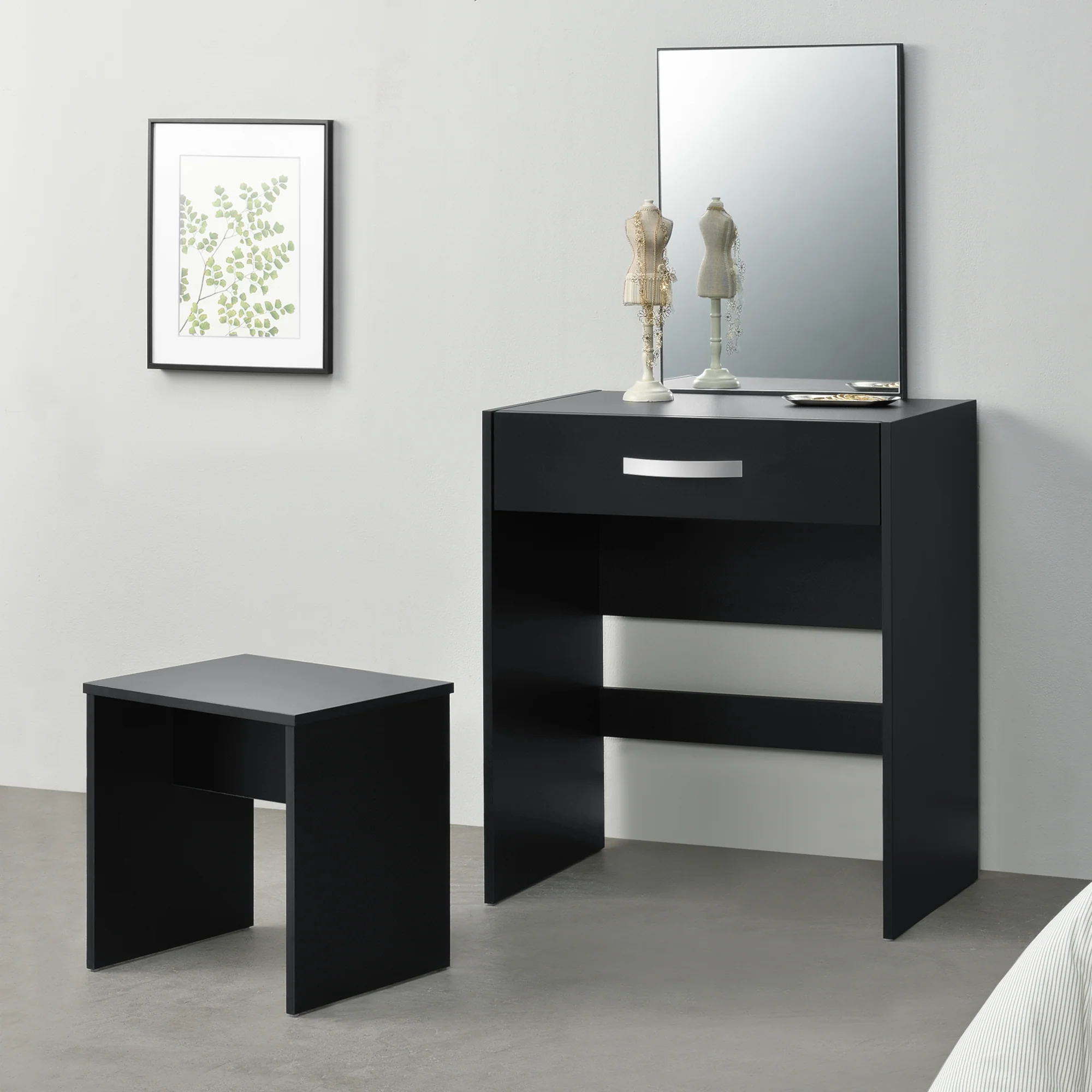 Kaptafel met krukje en spiegel 132x63x39 cm - 2 kleuren - Image 2
