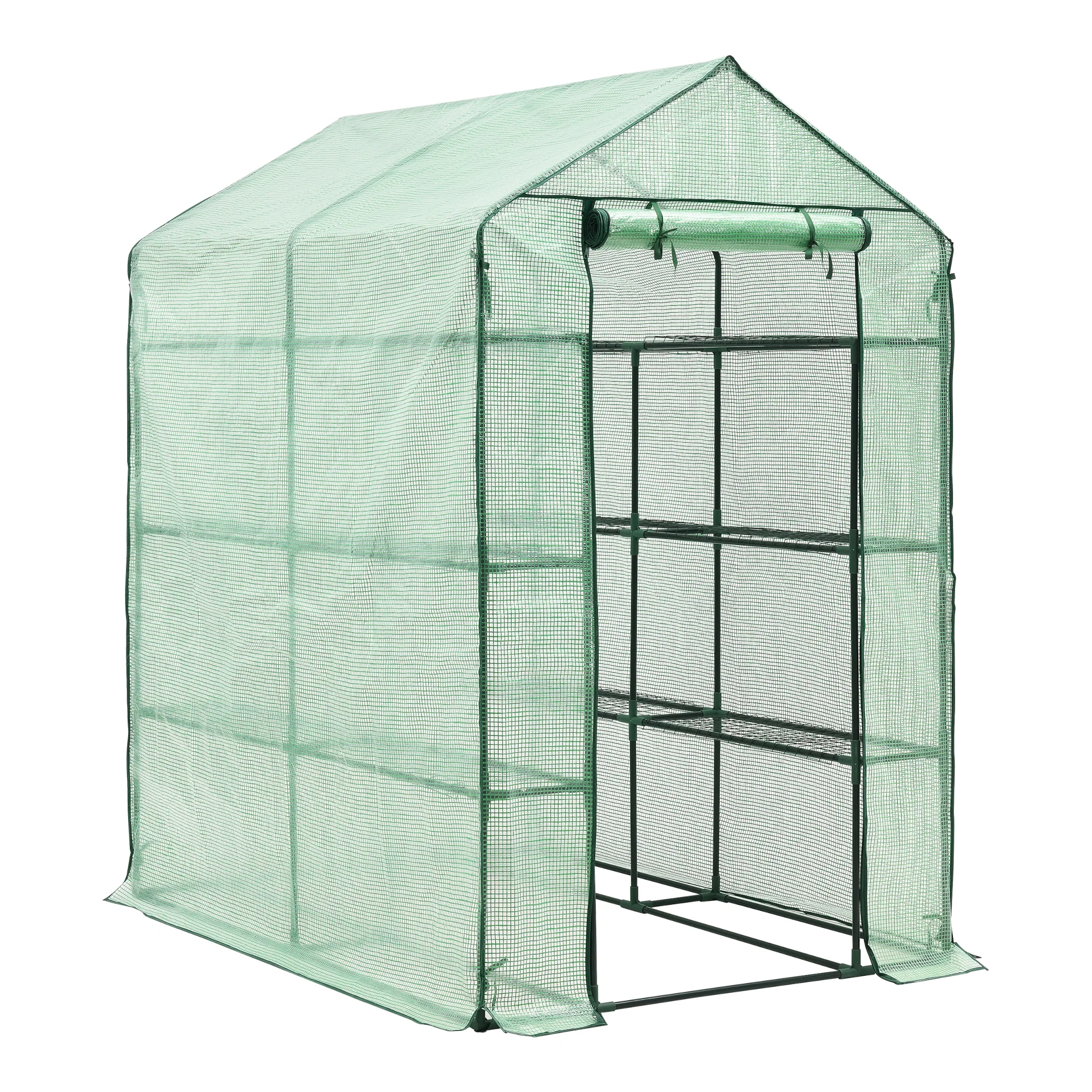[en.casa] Tuinkas Vale met planken 120x170x194 cm groen