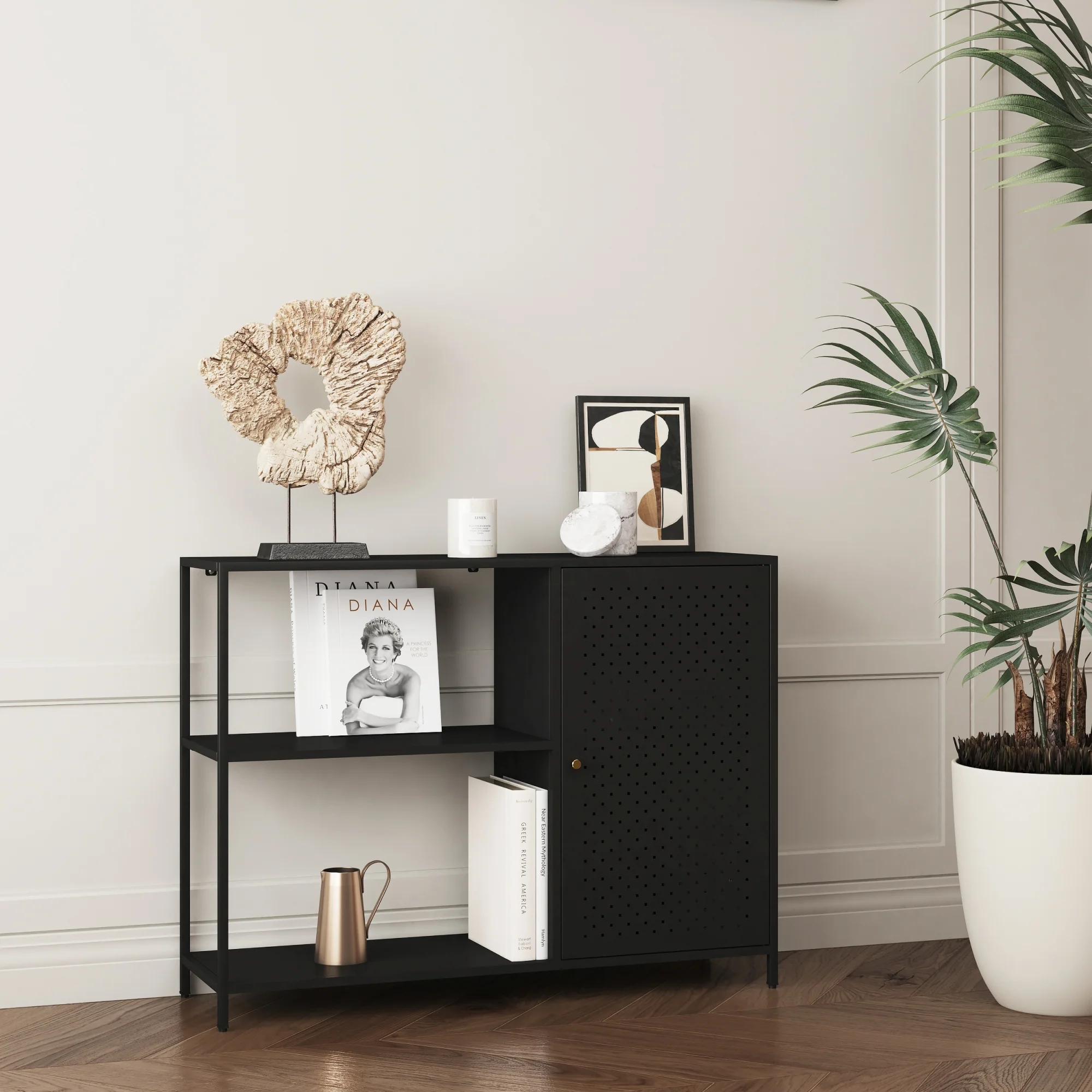[en.casa] Metalen kast Viitasaari 75x100x30 cm zwart mat