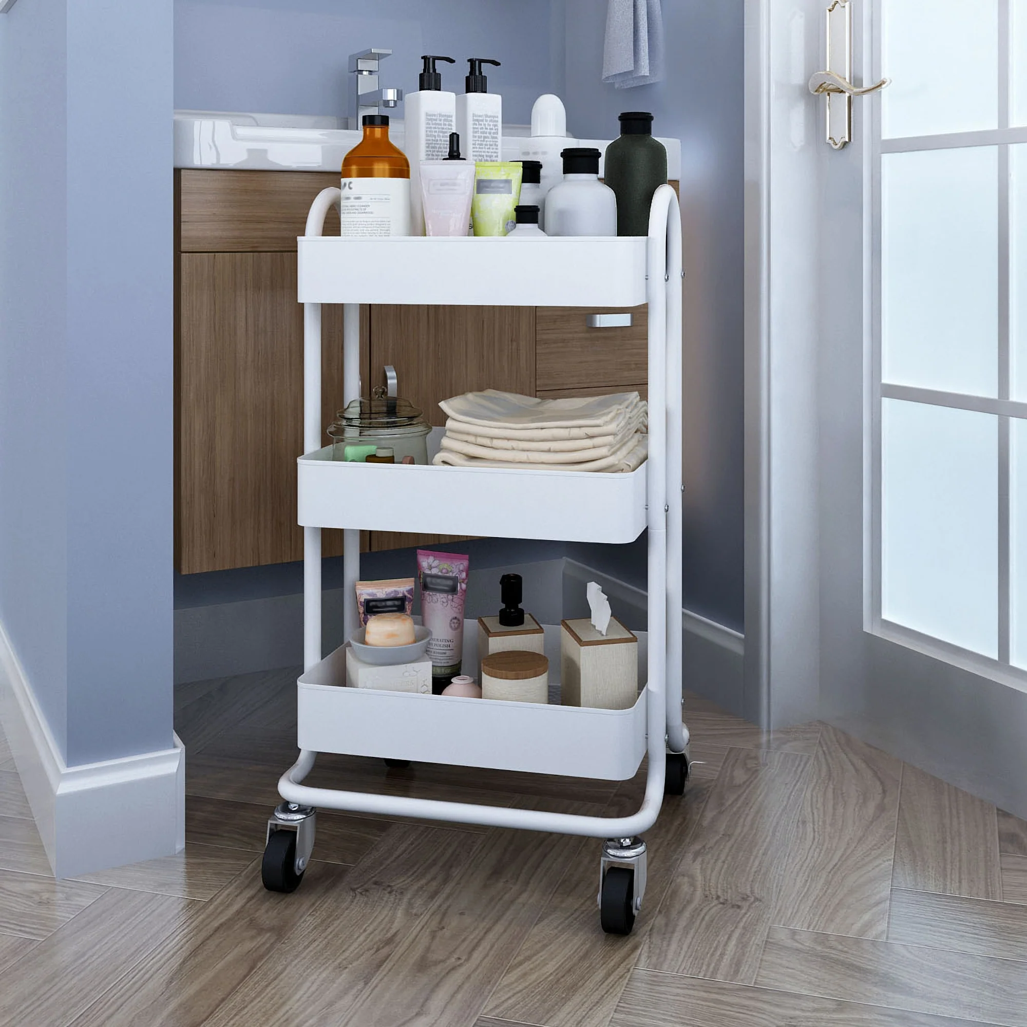 [en.casa] Keukentrolley Pyhäntä met 3 manden 78,5x46x35 cm - 7 varianten