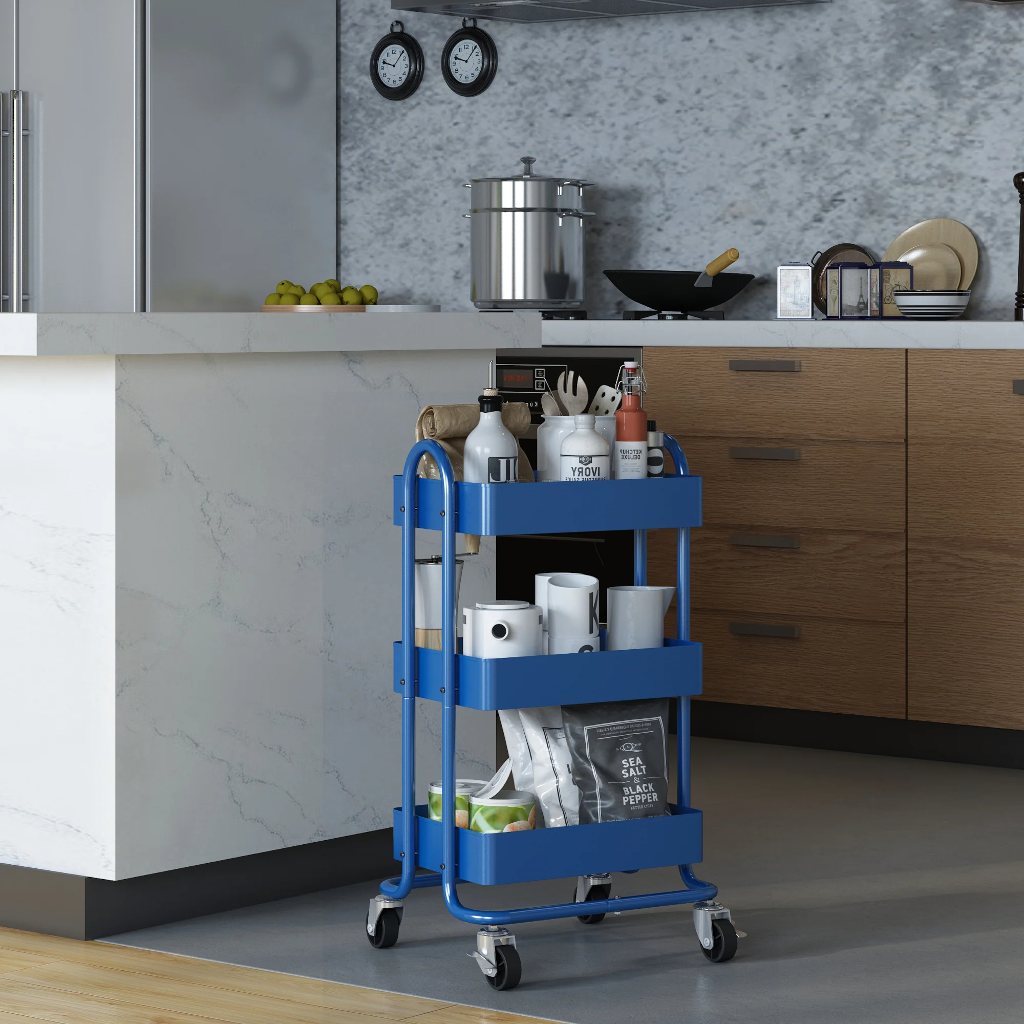 [en.casa] Keukentrolley Pyhäntä met 3 manden 78,5x46x35 cm - 7 varianten - Image 4