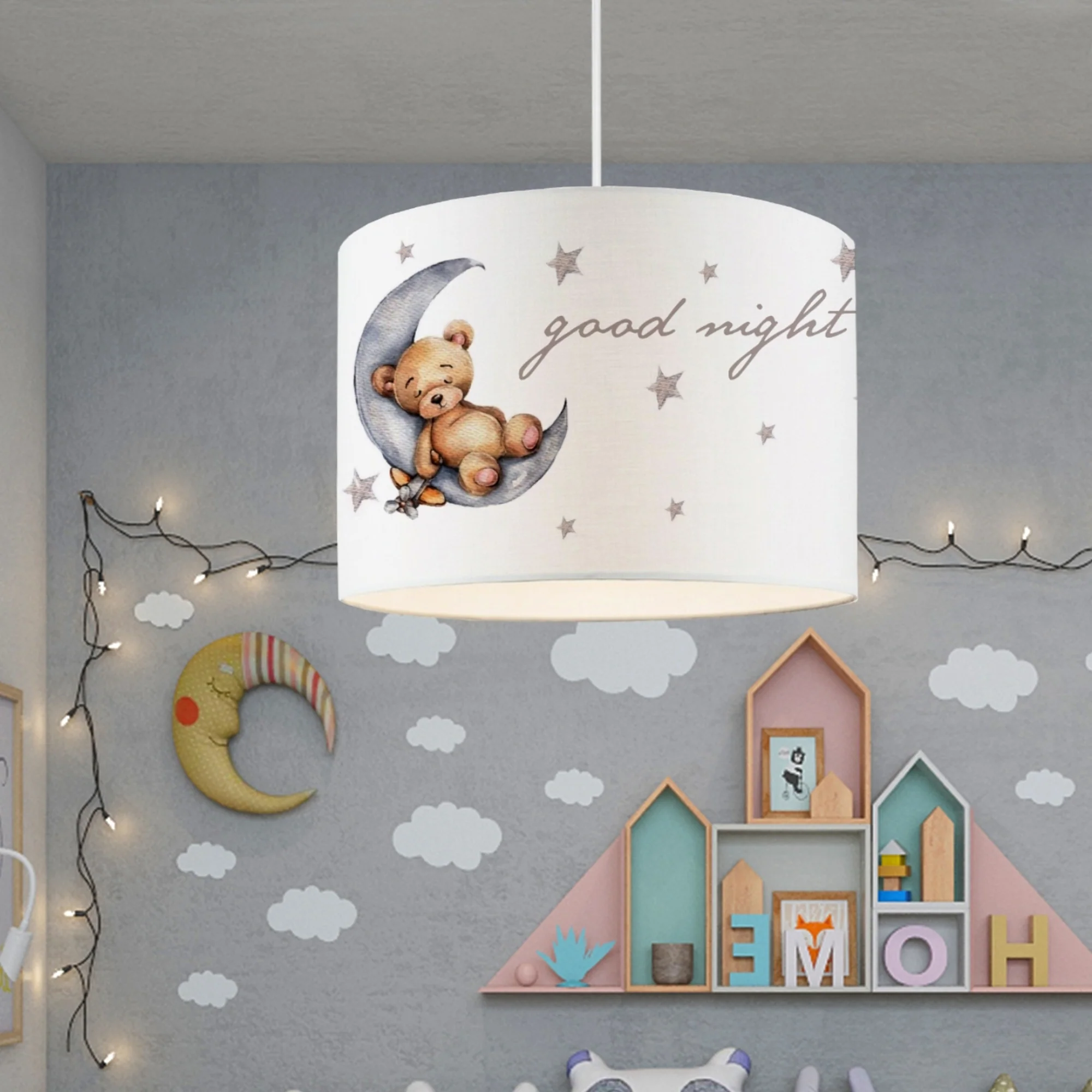 Kinder hanglamp Rugby E27 fitting pvc textiel hoogte 70 cm lux.pro