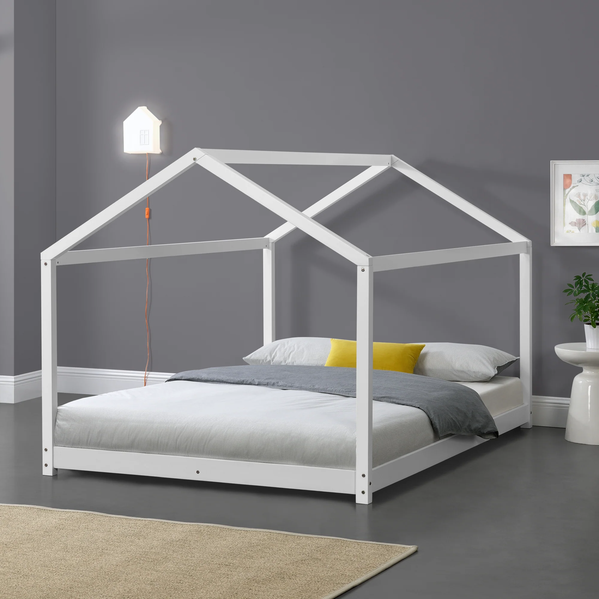 [en.casa] Kinderbed Cerro huisbed met lattenbodem wit - 4 varianten