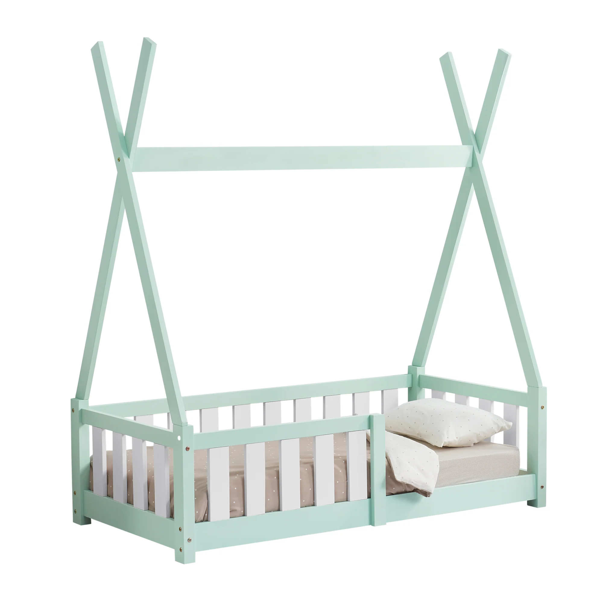 [en.casa] Kinderbed Tipi grenen met uitvalbeveiliging 70x140 cm - 4 varianten