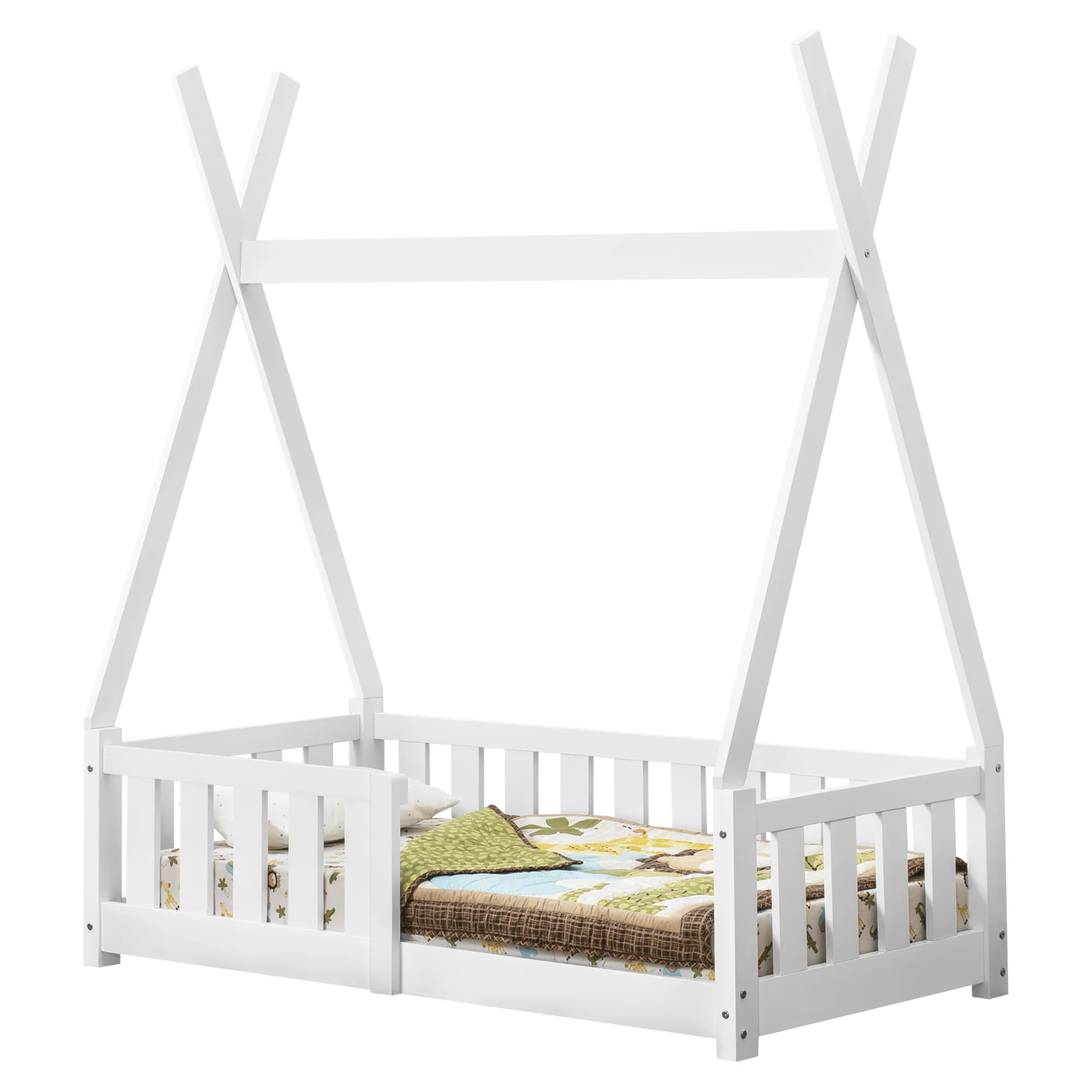 Kinderbed Tipi met uitvalbeveiliging 140x70 cm wit