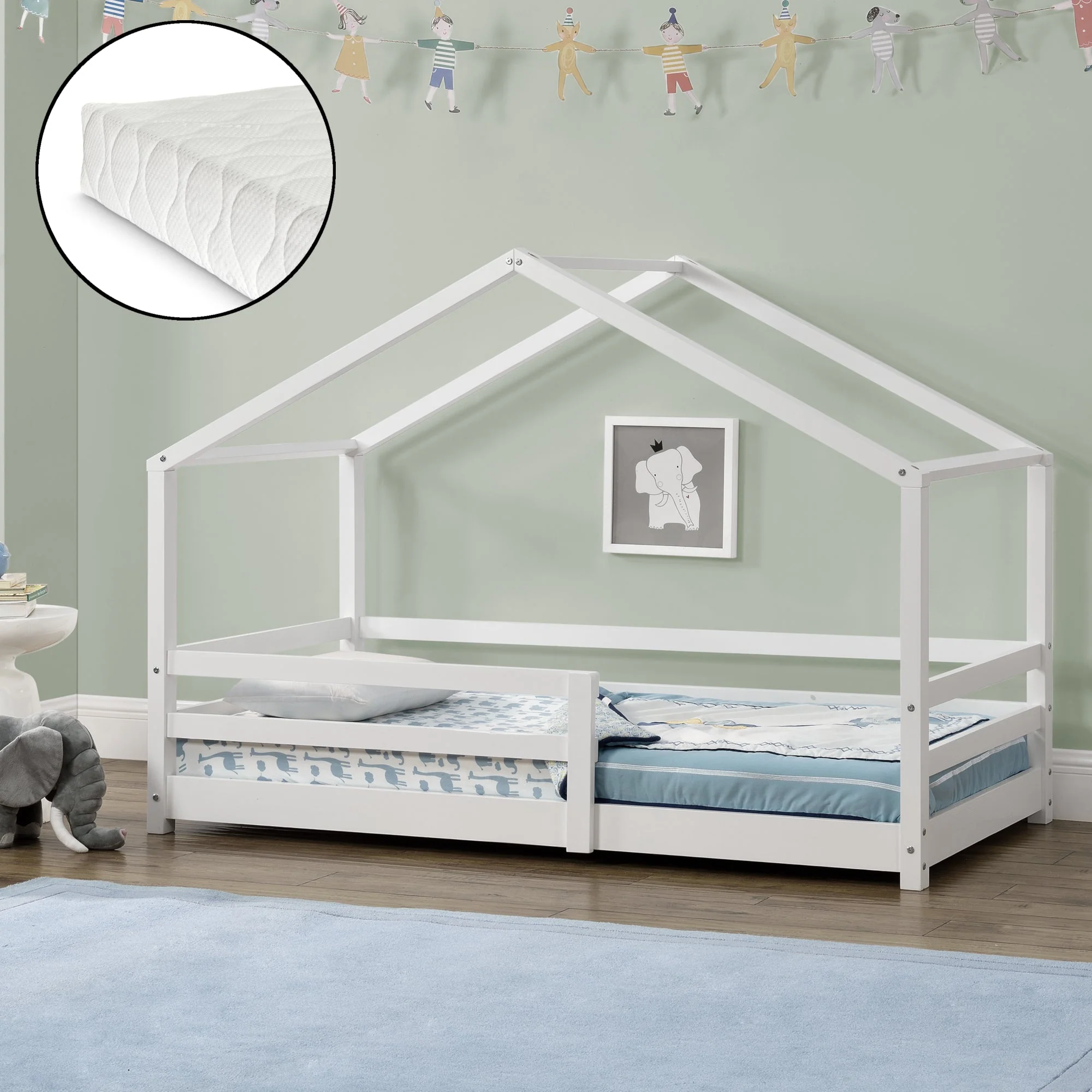 Kinderbed Knätten grenen huisbed incl. matras, bedodem en uitvalbeveiliging - verschillende kleuren en maten - Image 11