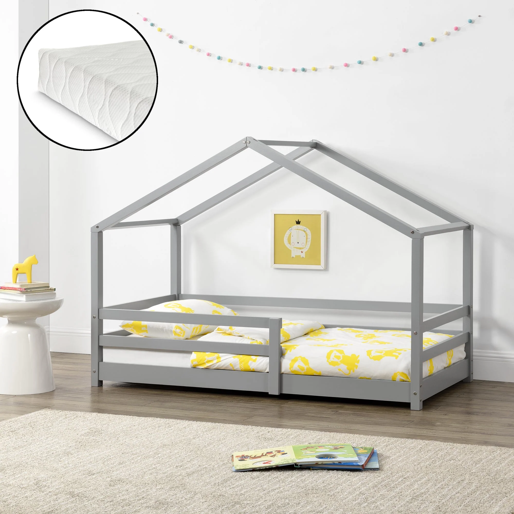 Kinderbed Knätten grenen huisbed incl. matras, bedodem en uitvalbeveiliging - verschillende kleuren en maten - Image 12