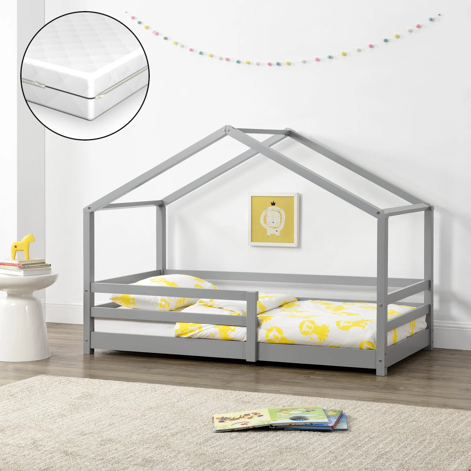 Kinderbed Knätten grenen huisbed incl. matras, bedodem en uitvalbeveiliging - verschillende kleuren en maten - Image 18