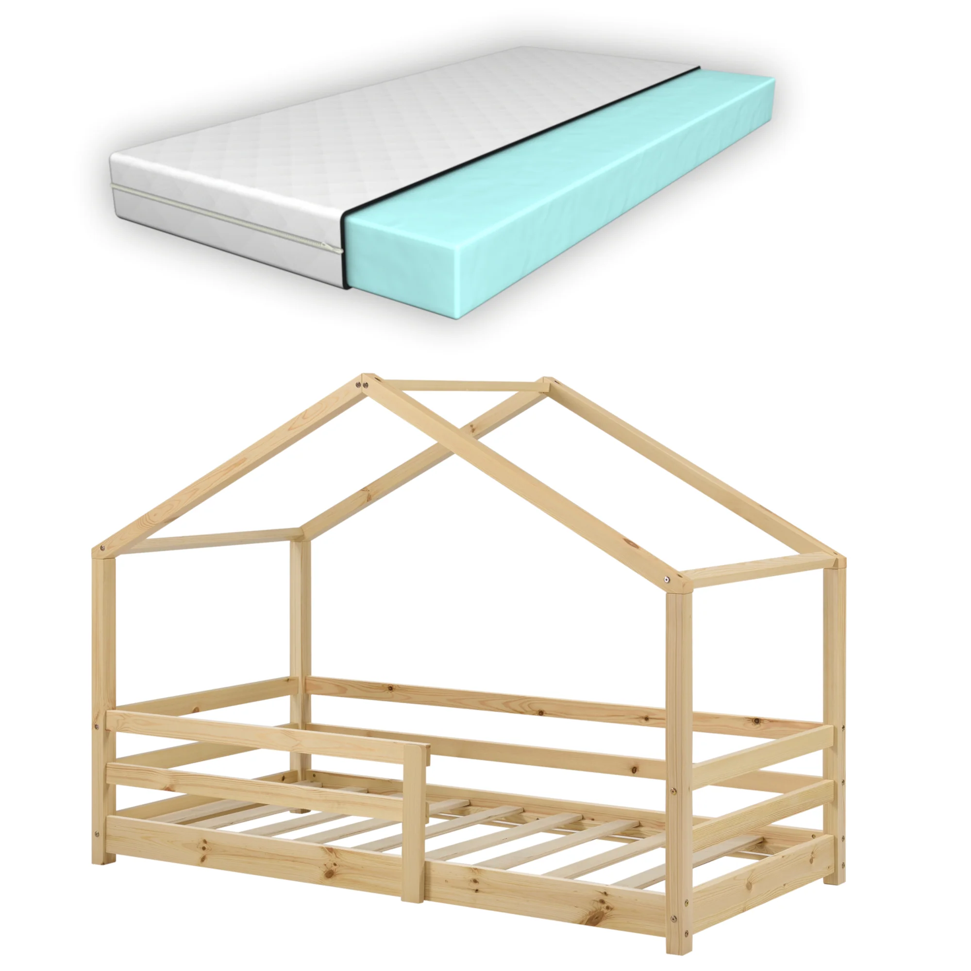 Kinderbed Knätten grenen huisbed incl. matras, bedodem en uitvalbeveiliging - verschillende kleuren en maten - Image 7
