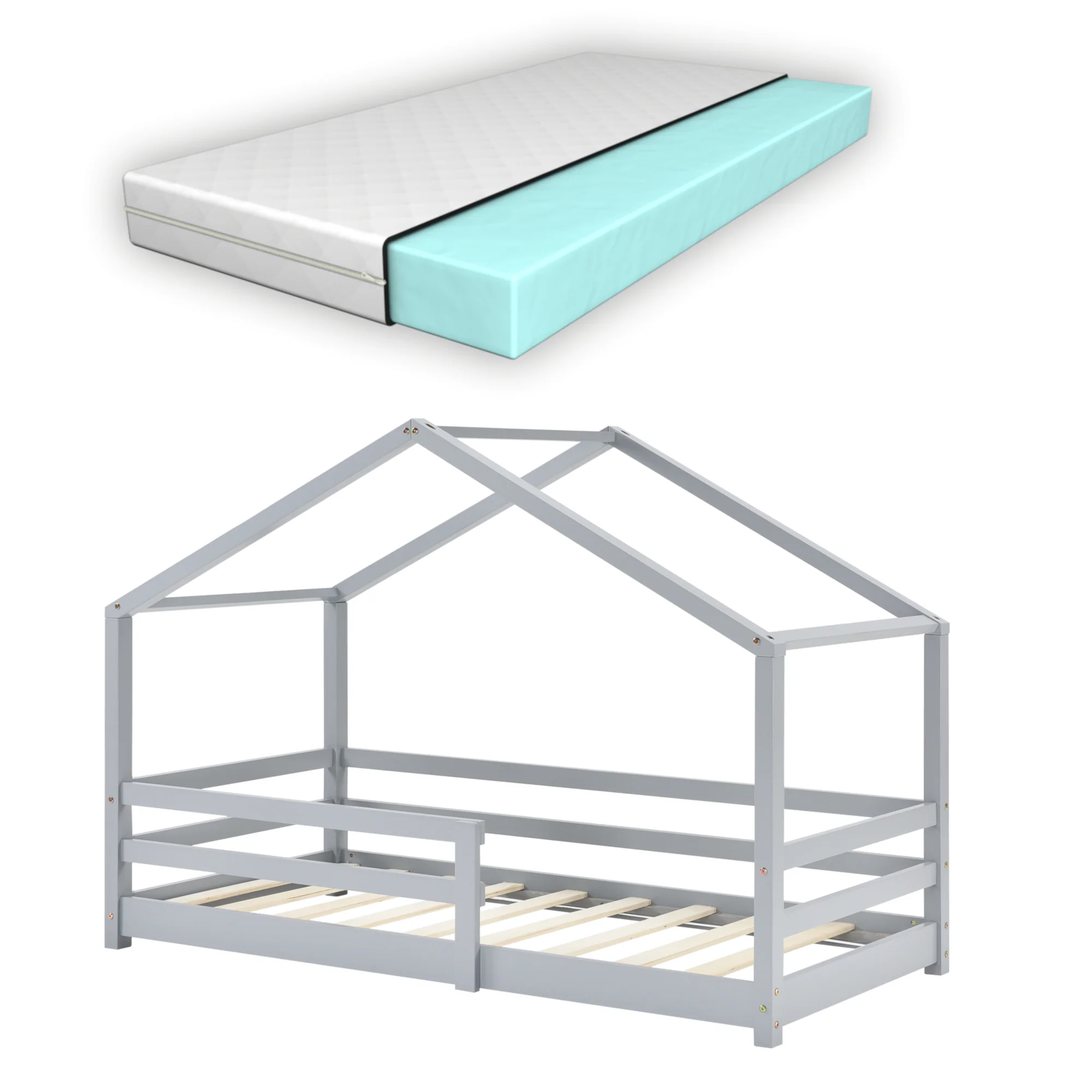 Kinderbed Knätten grenen huisbed incl. matras, bedodem en uitvalbeveiliging - verschillende kleuren en maten - Image 9