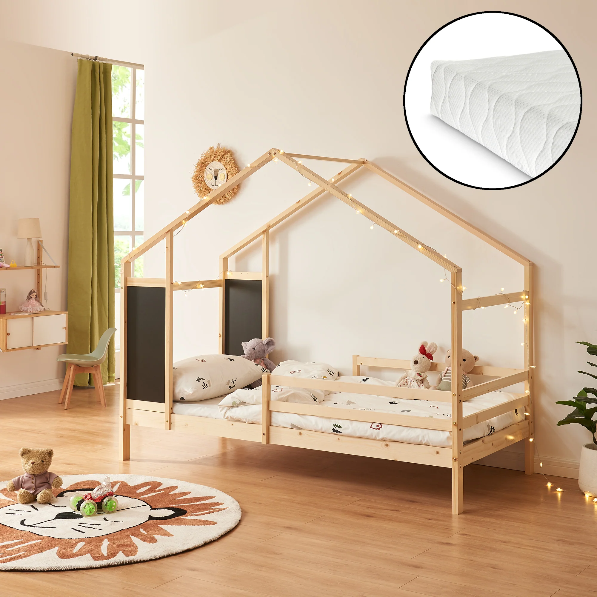 Kinderbed Lorenskog huisbed met matras 200x90 cm [en.casa] - Image 3