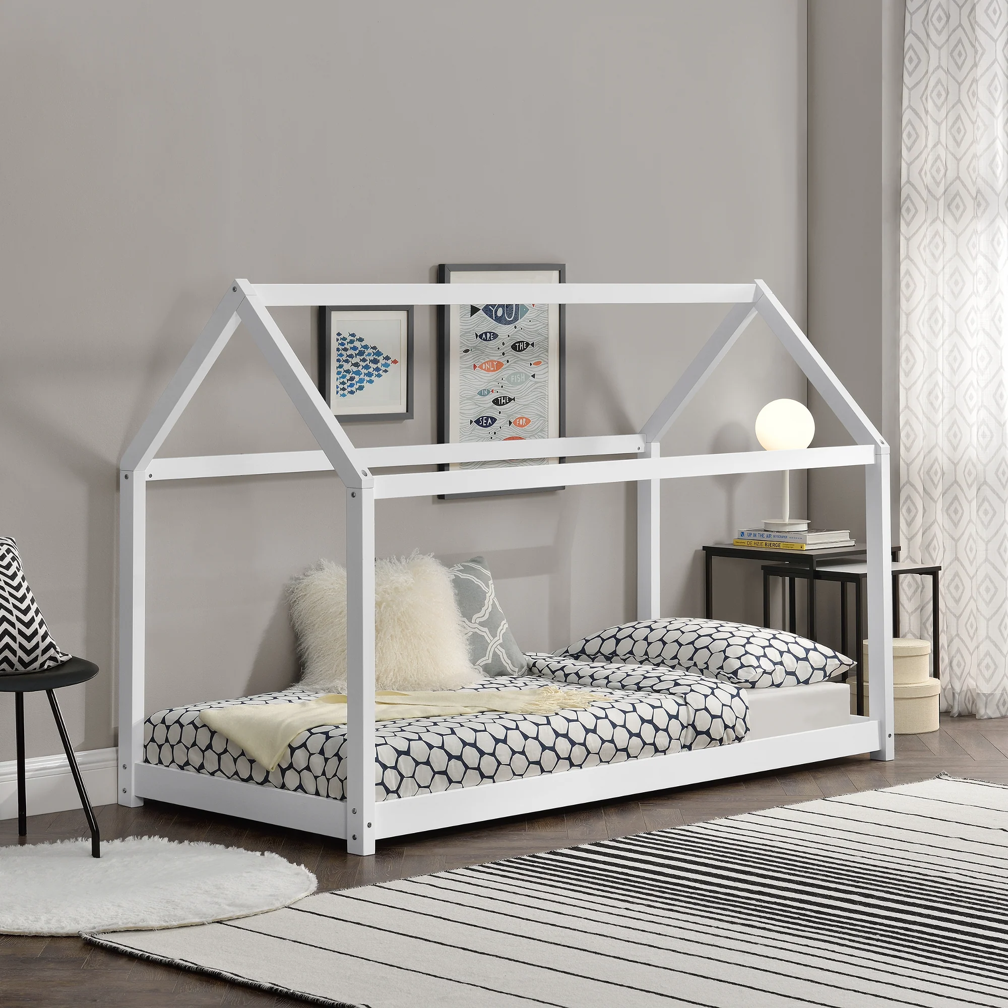 Kinderbed houten bed huisbed grenen 90x200 cm - verschillende kleuren