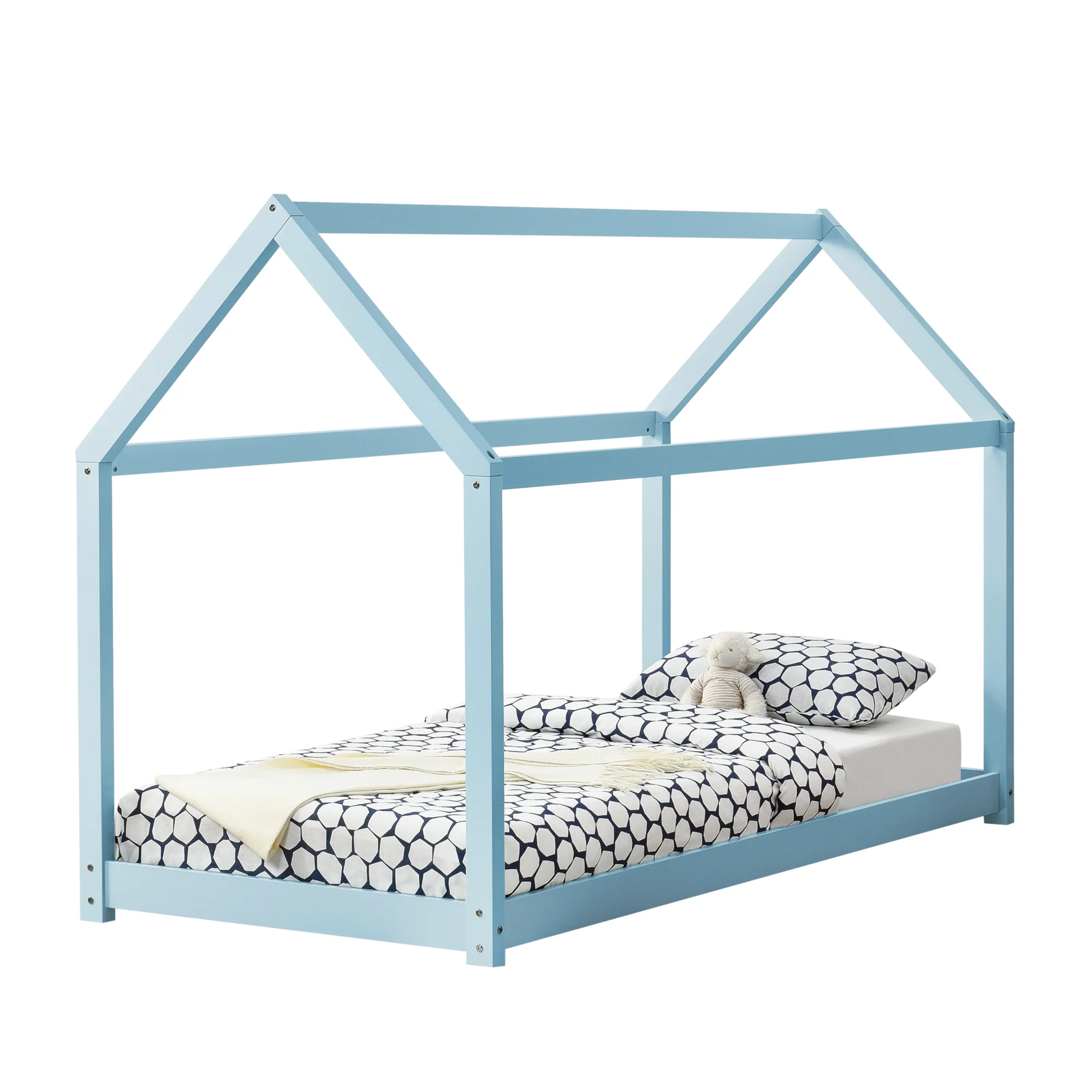 Kinderbed Netstal houten bed huisbed 90x200 cm - 4 kleuren
