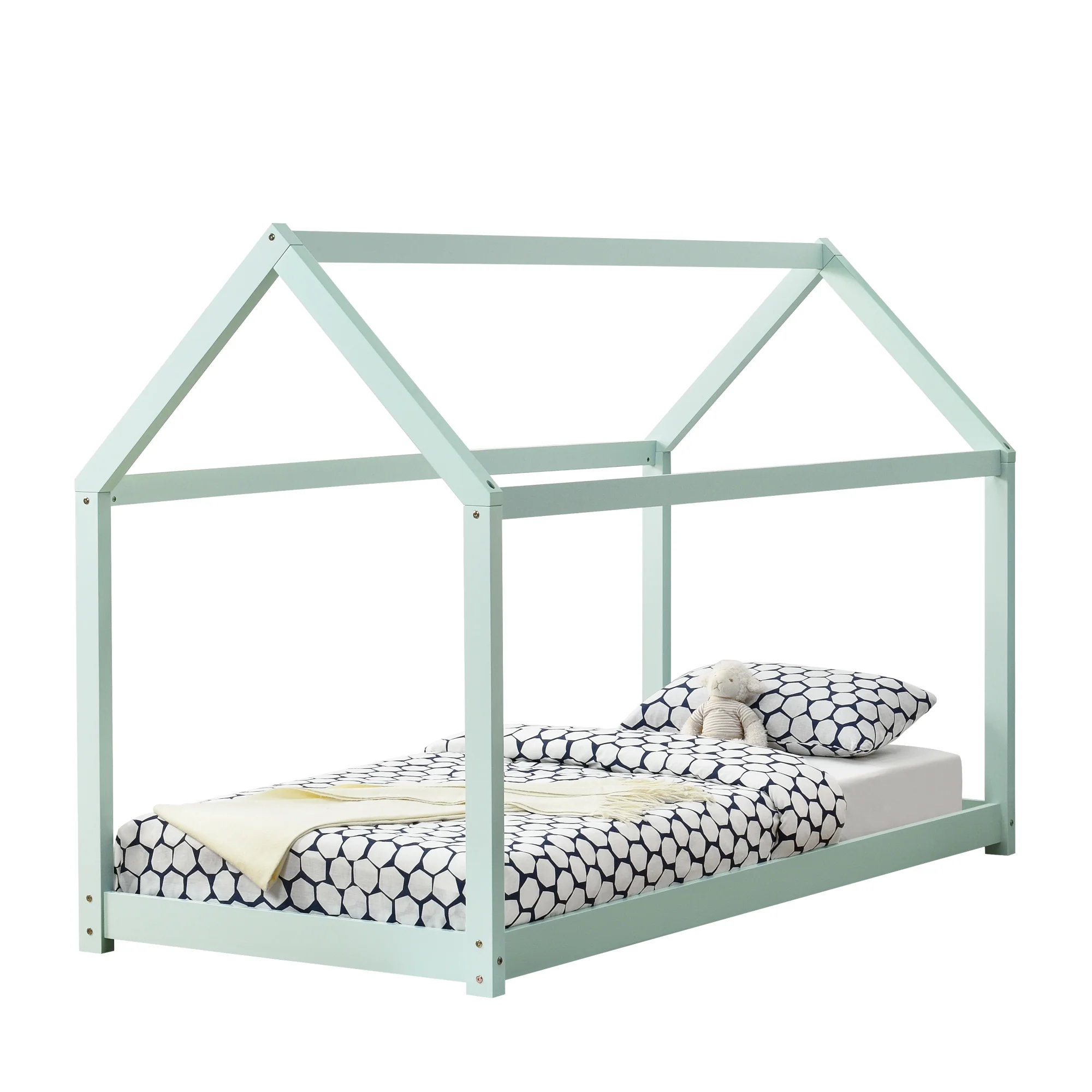 Kinderbed Netstal houten bed huisbed 90x200 cm - 4 kleuren - Image 2