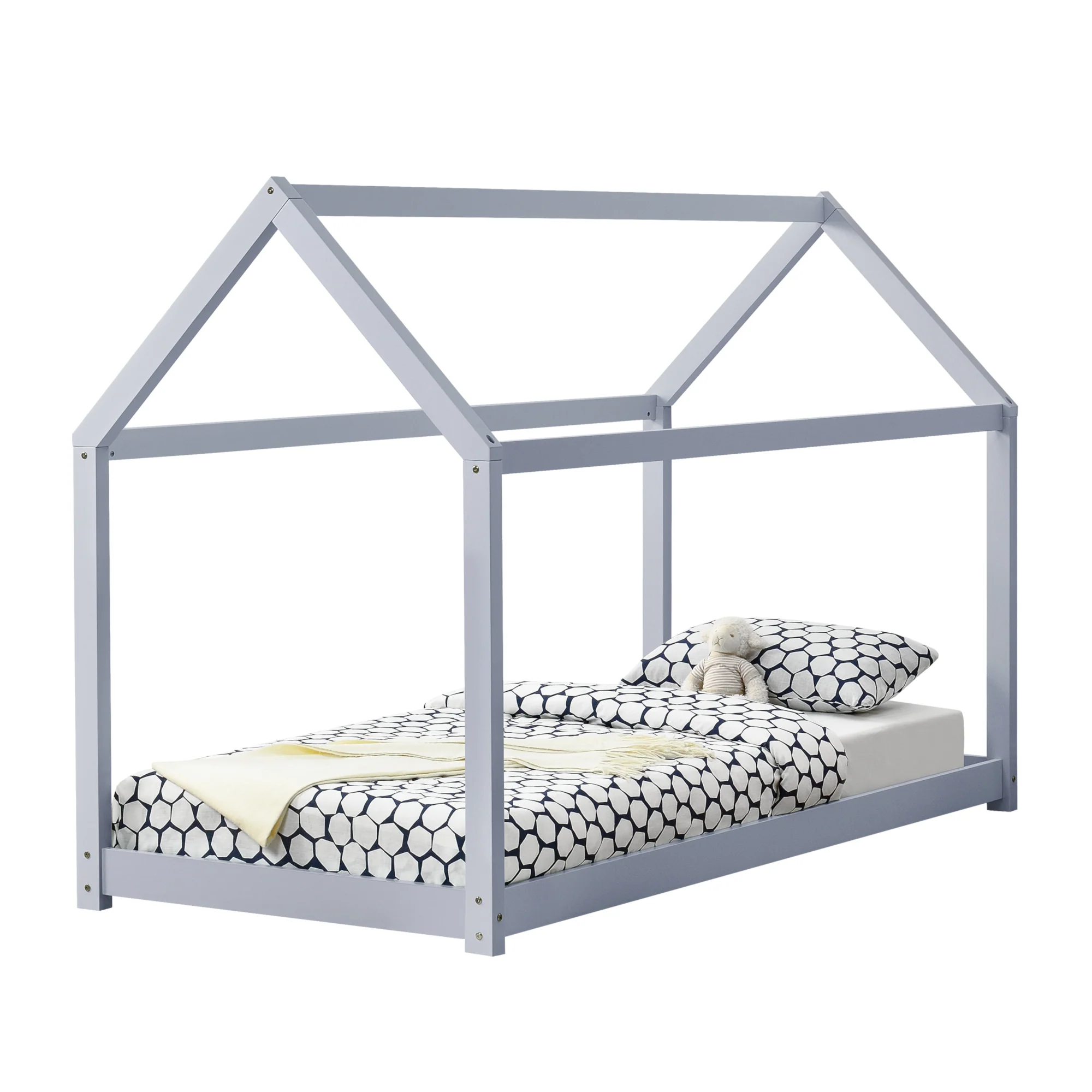 Kinderbed Netstal houten bed huisbed 90x200 cm - 4 kleuren - Image 4