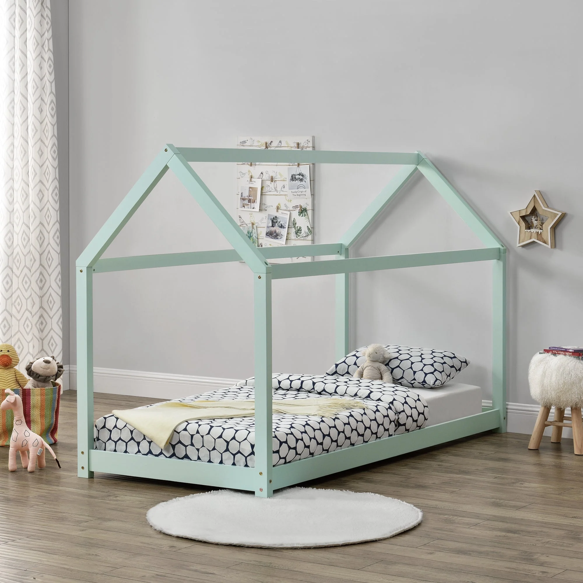 Kinderbed Netstal houten bed huisbed 90x200 cm - 4 kleuren - Image 6