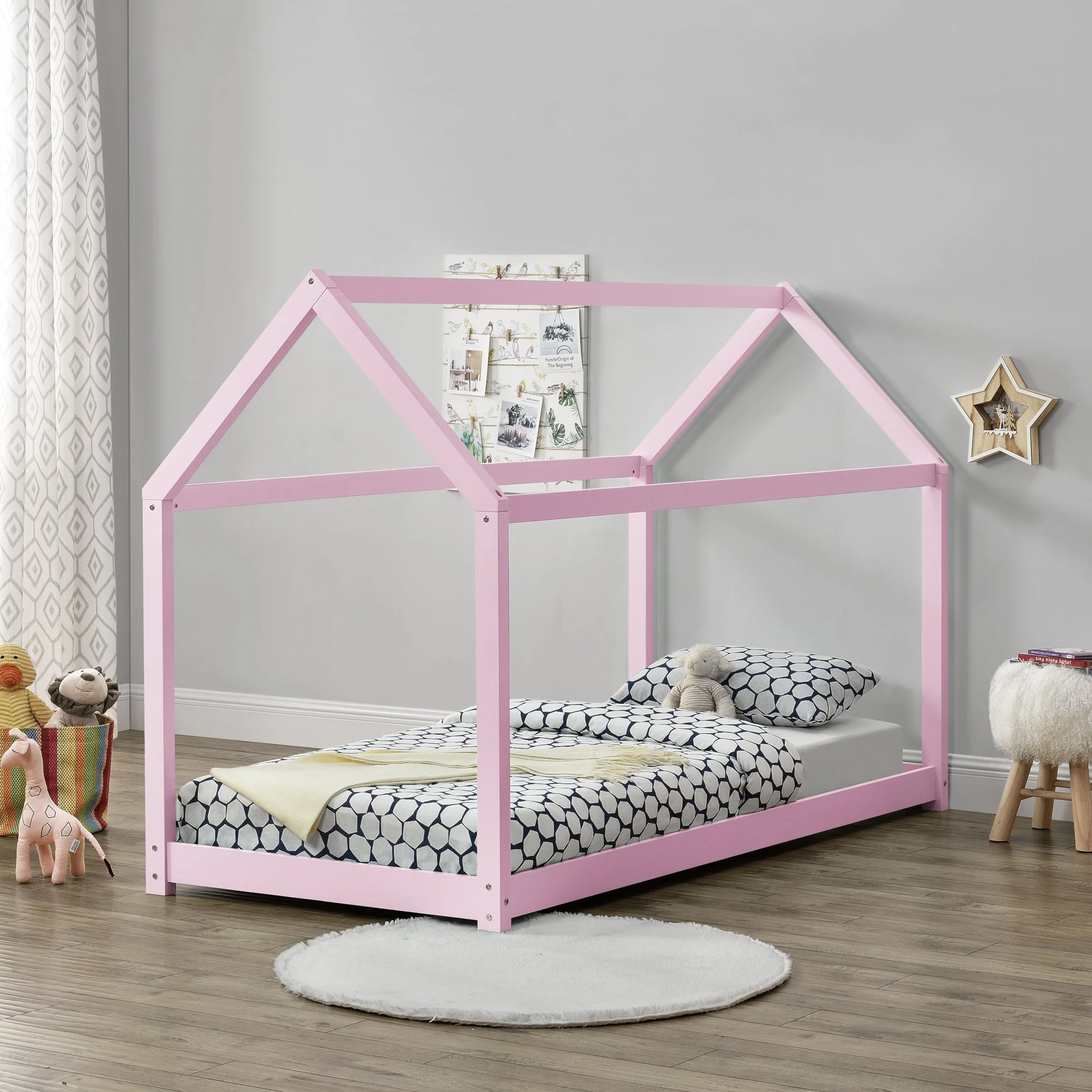 Kinderbed Netstal houten bed huisbed 90x200 cm - 4 kleuren - Image 7