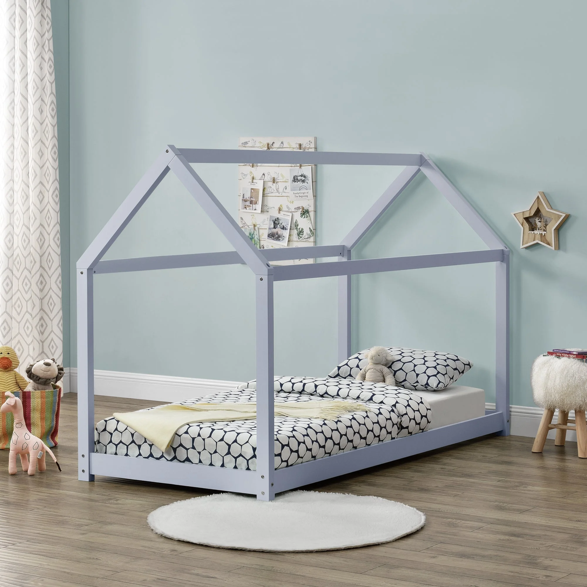 Kinderbed Netstal houten bed huisbed 90x200 cm - 4 kleuren - Image 8
