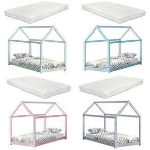Kinderbed huisbed 200x90 met matras - verschillende kleuren