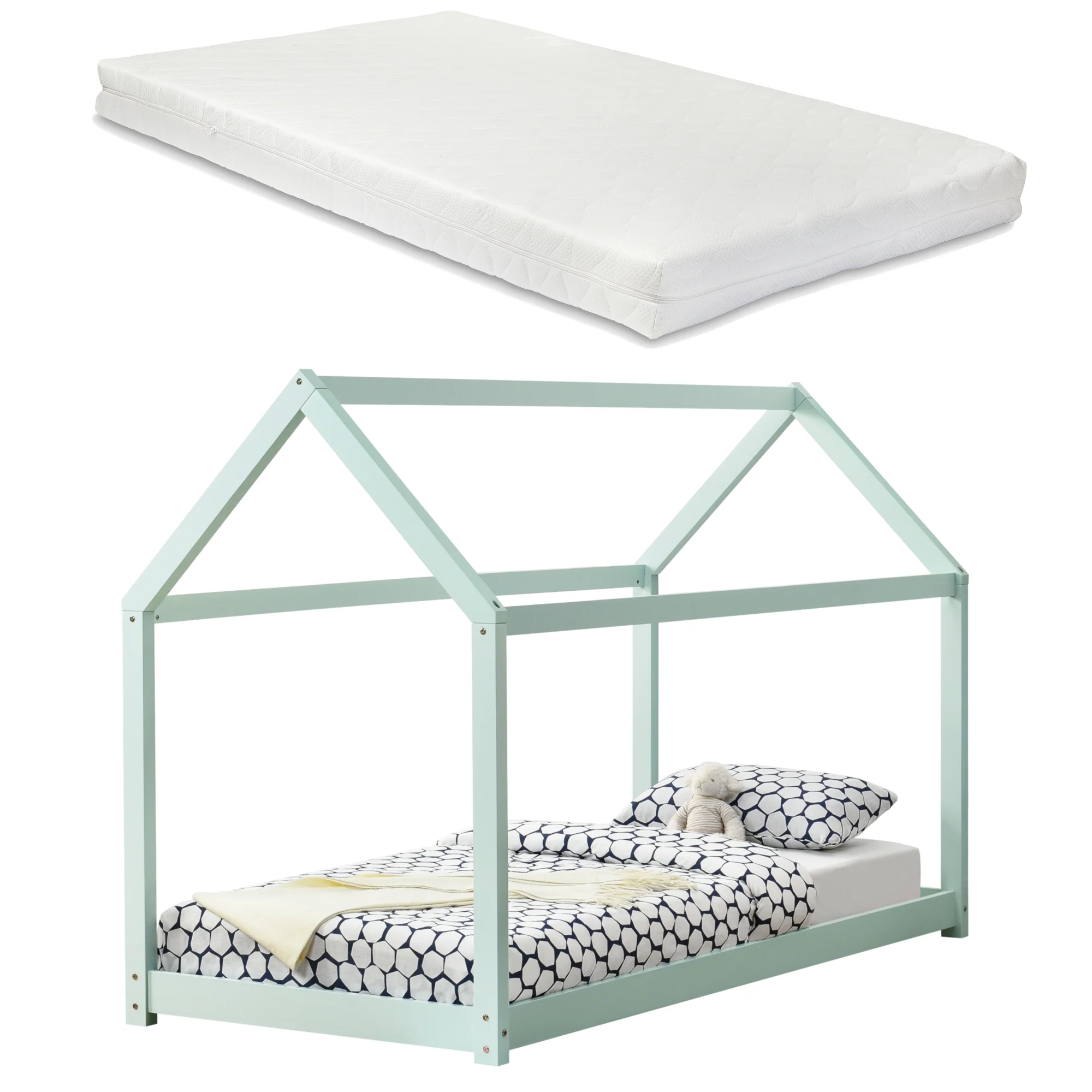 Kinderbed huisbed 200x90 met matras - verschillende kleuren - Image 2