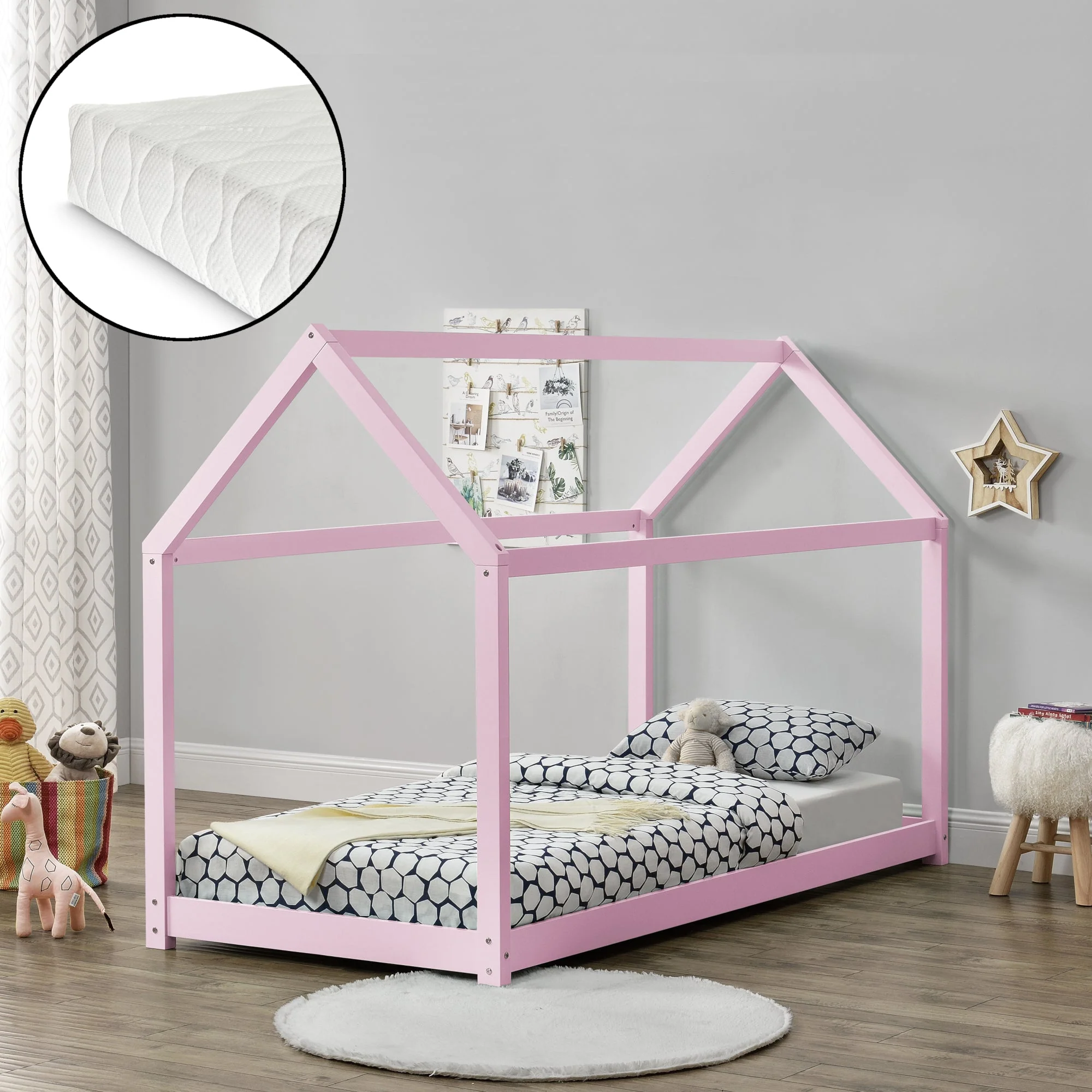 Kinderbed huisbed 200x90 met matras - verschillende kleuren - Image 7
