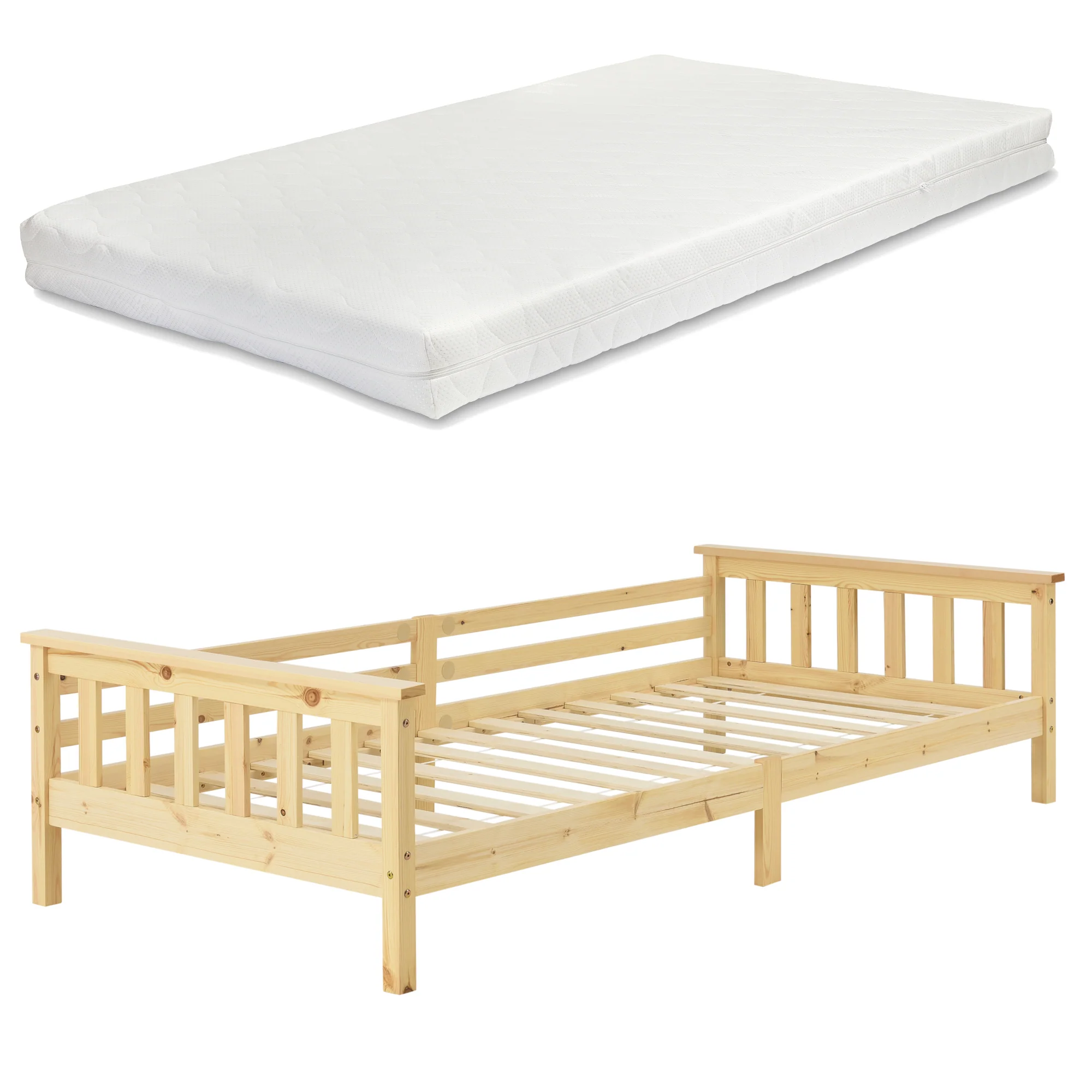 Kinderbed Nuuk met bedbodem matras en uitvalbeveiliging - verschillende kleuren en maten - Image 5