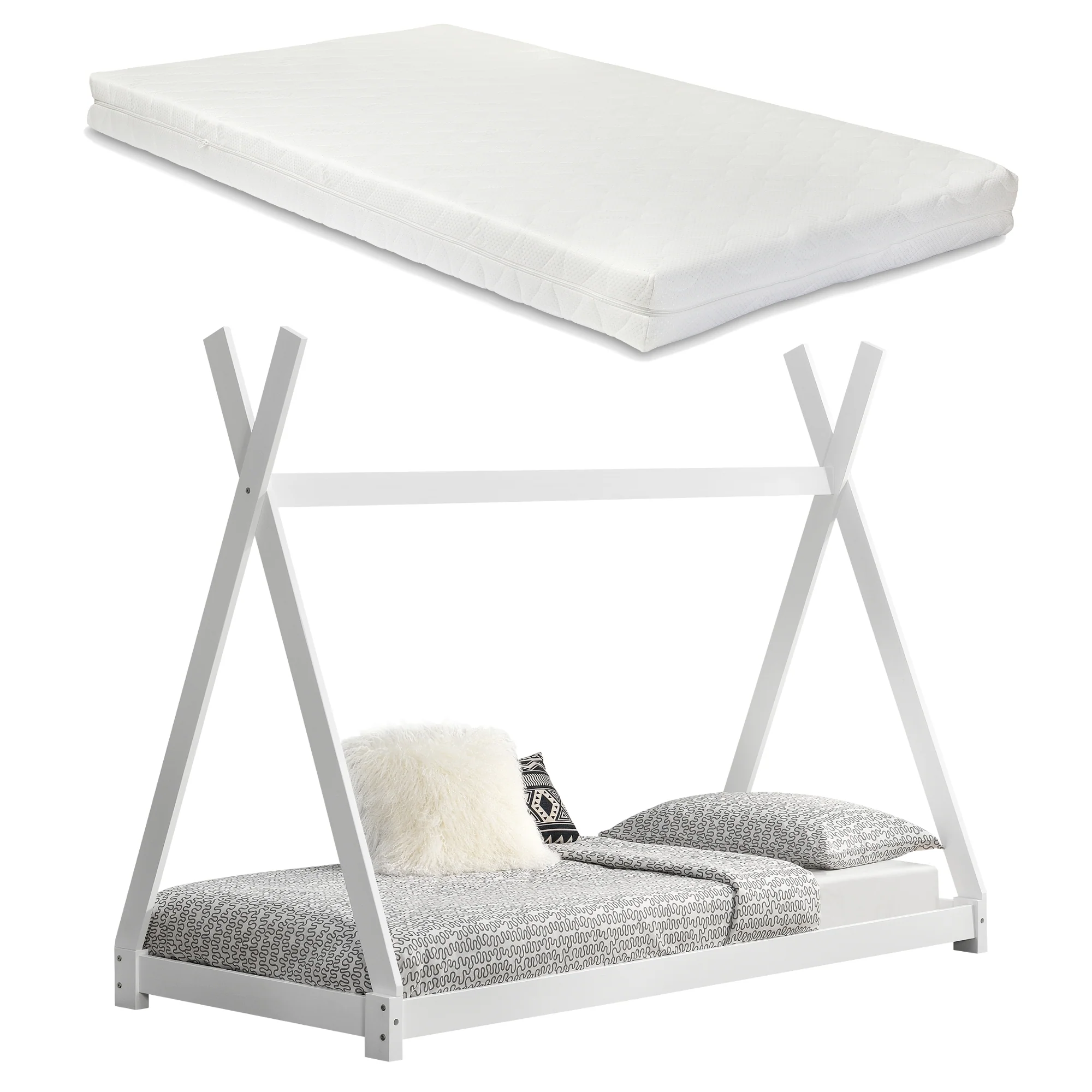 Juniorbed - Tipi met bedbodem en matras 90x200cm - verschillende kleuren - Image 2