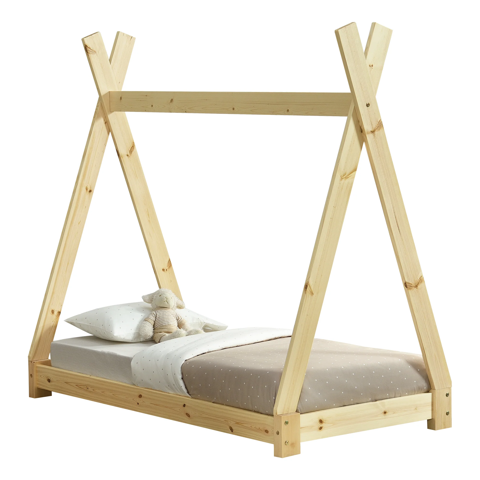 Kinderbed Onejda Tipi grenen met bedbodem - 6 varianten