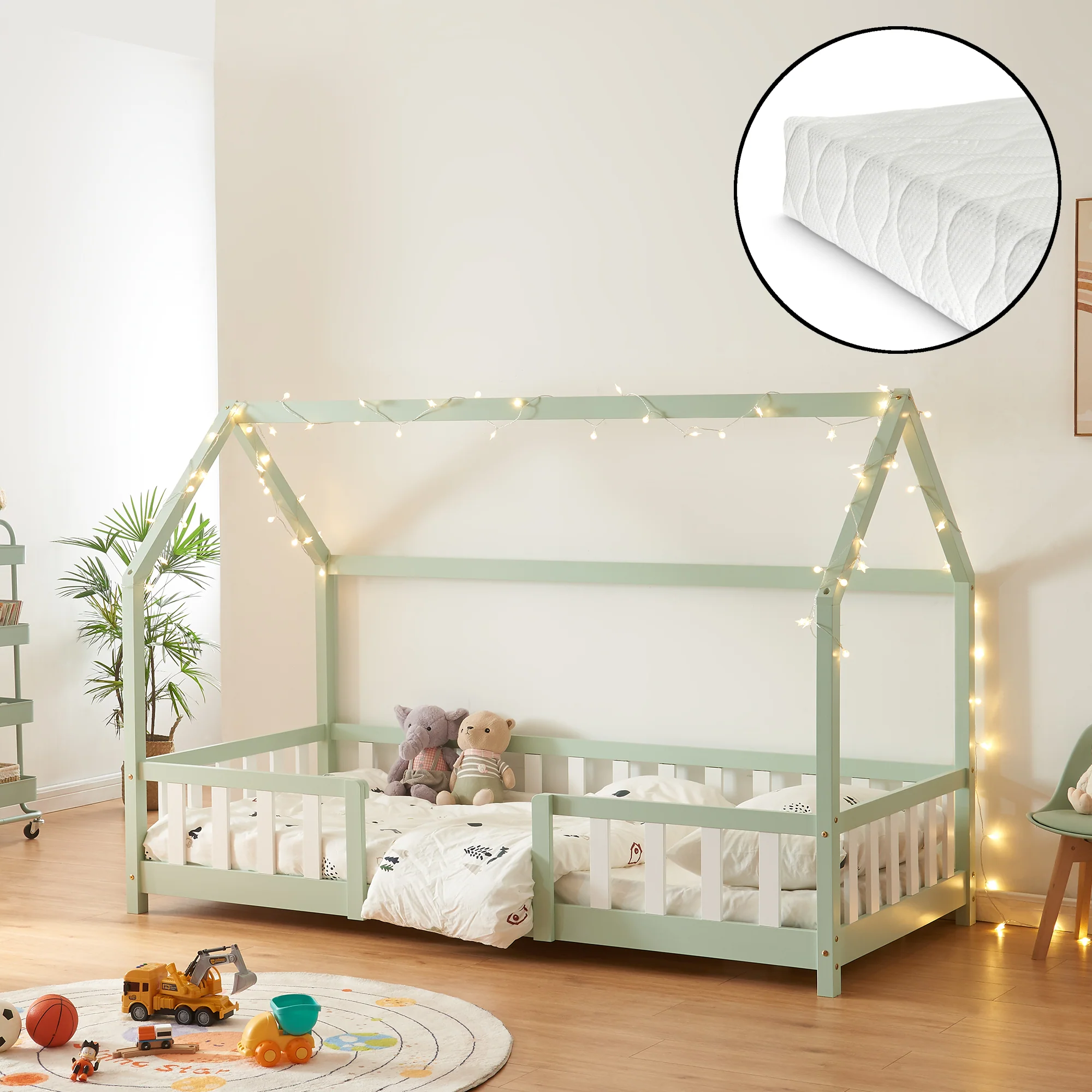 Kinderbed Sisimiut met uitvalbeveiliging bedbodem en matras [en.casa] - Image 10