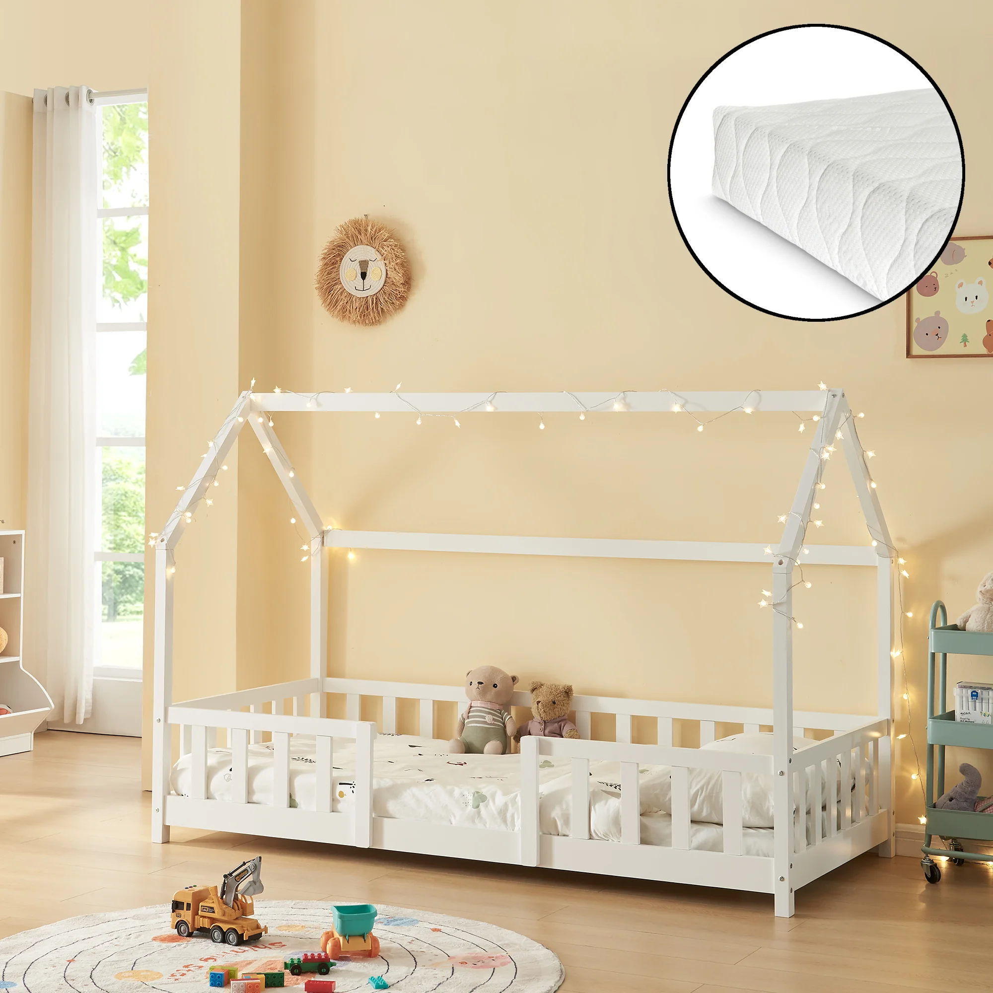 Kinderbed Sisimiut met uitvalbeveiliging bedbodem en matras [en.casa] - Image 15