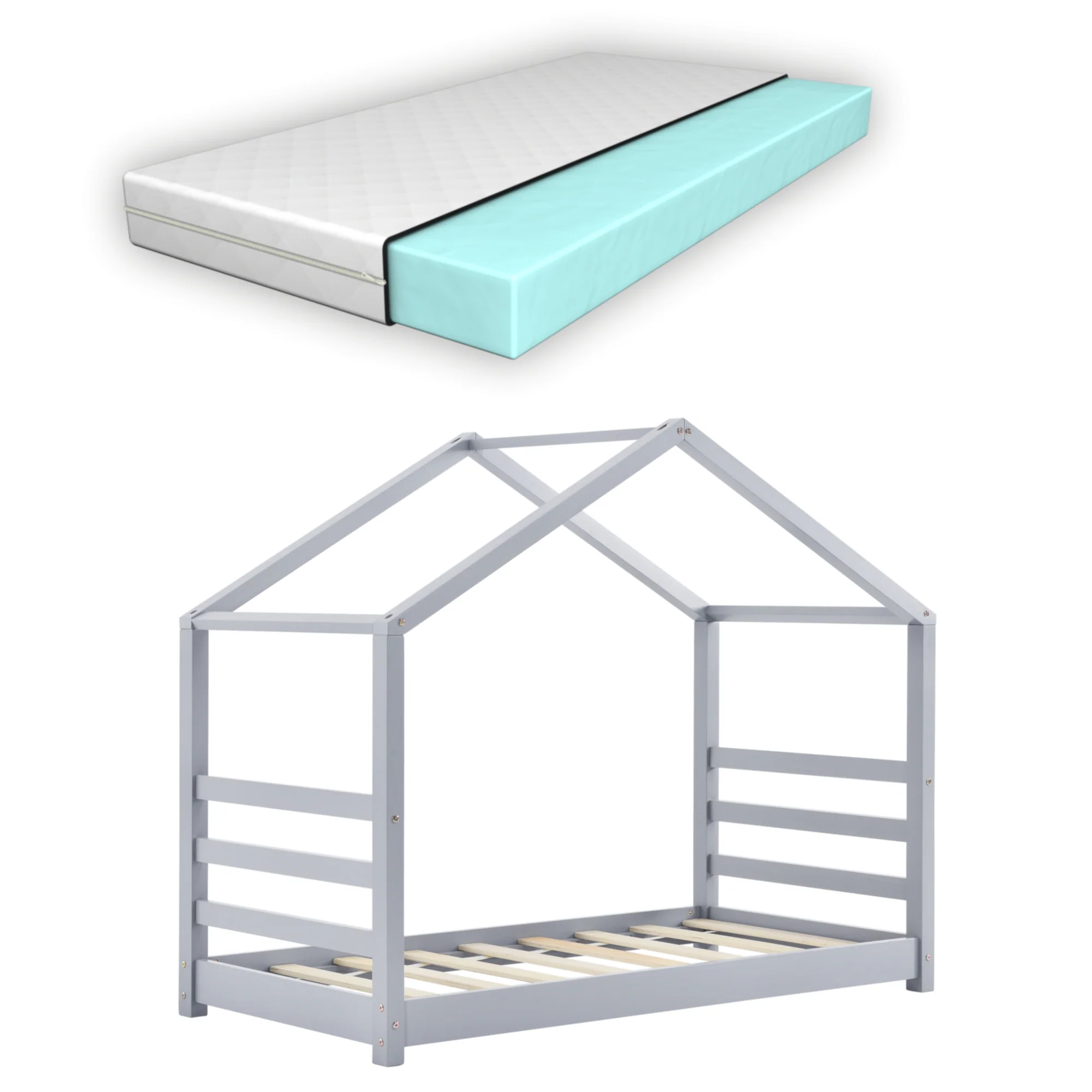 Kinderbed met bedbodem en matras huisbed - verschillende kleuren en modellen