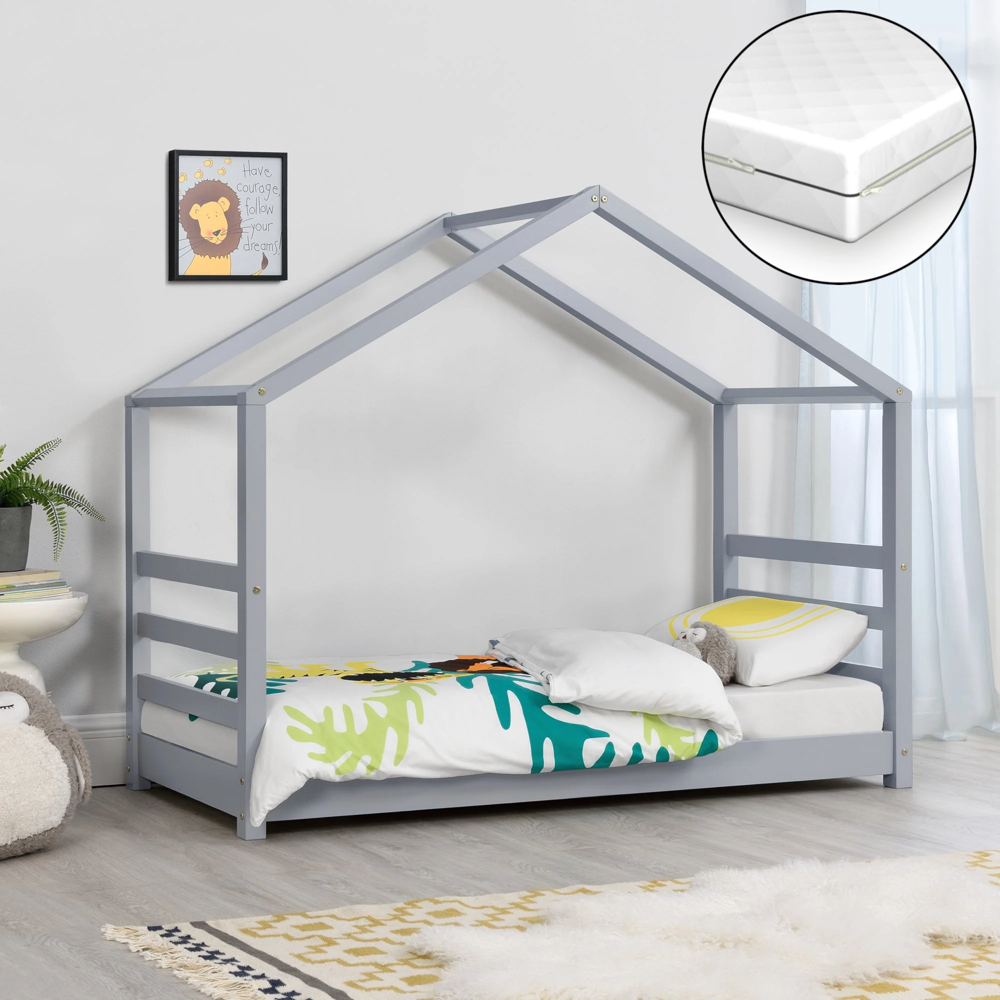 Kinderbed met bedbodem en matras huisbed - verschillende kleuren en modellen - Image 10