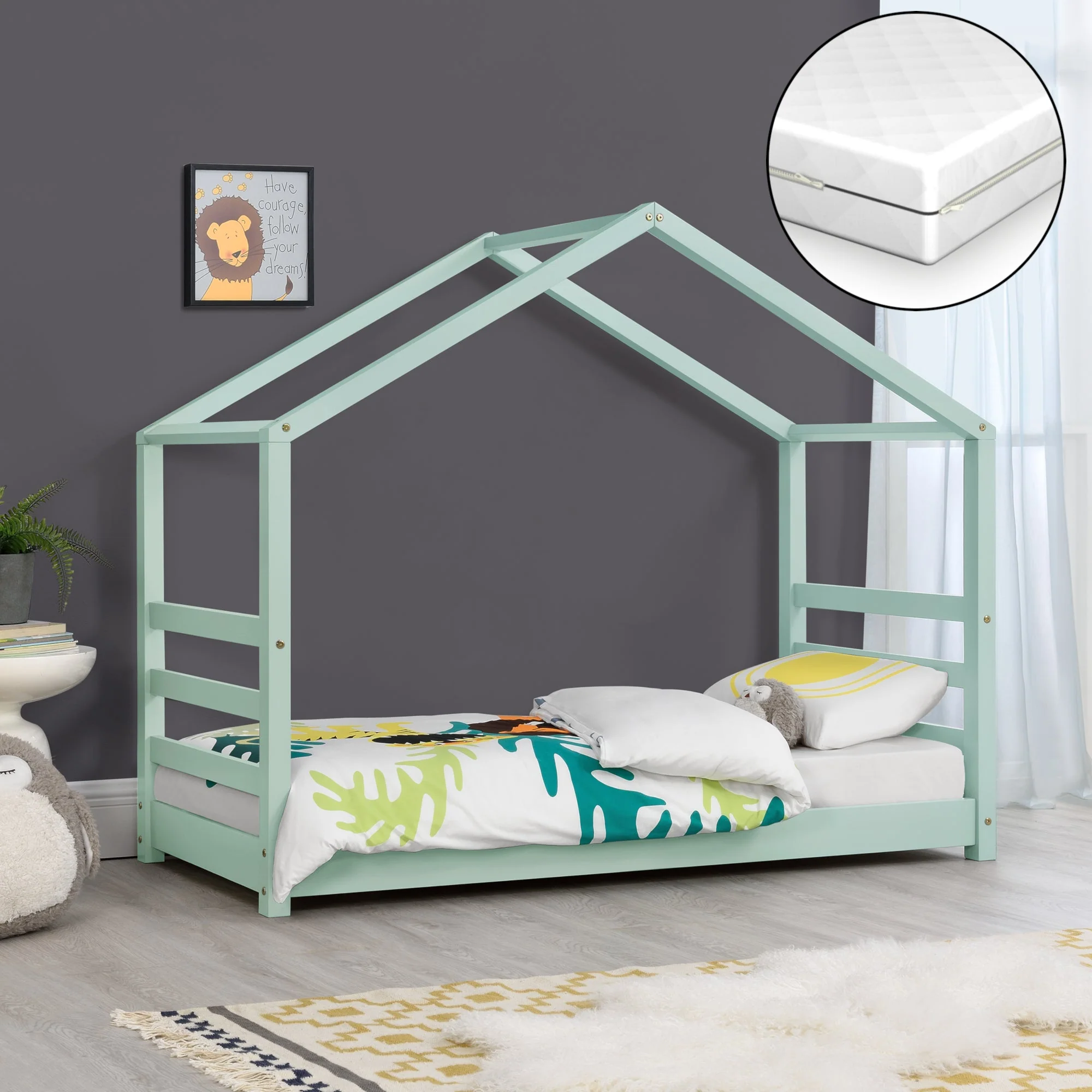 Kinderbed met bedbodem en matras huisbed - verschillende kleuren en modellen - Image 11