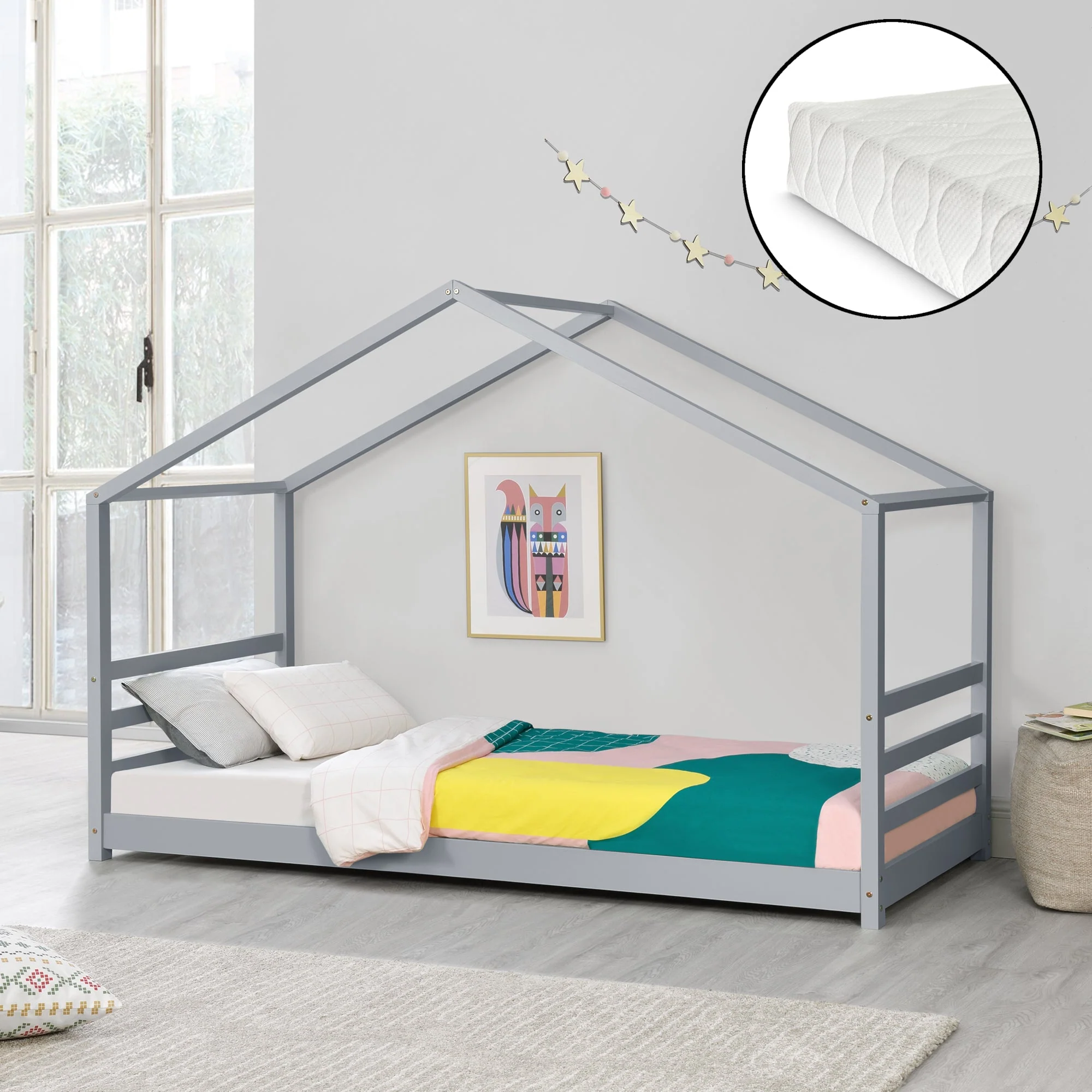 Kinderbed met bedbodem en matras huisbed - verschillende kleuren en modellen - Image 8