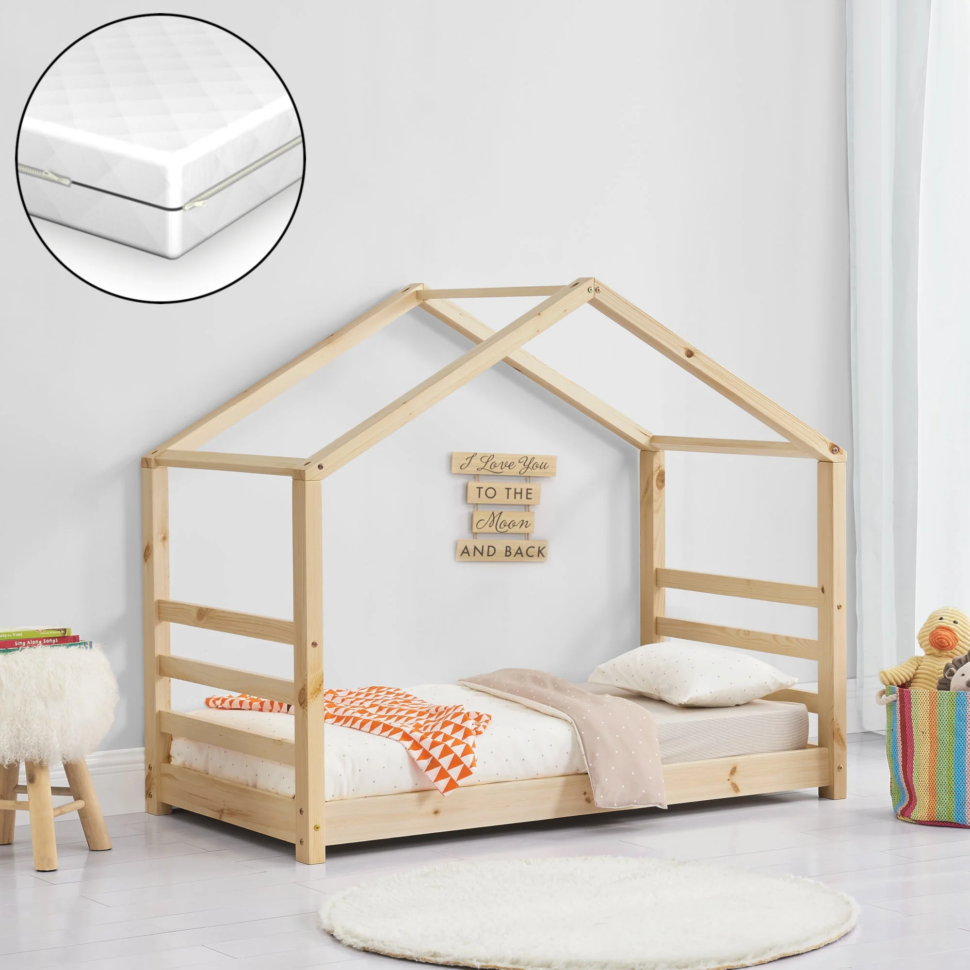Kinderbed grenen huisbed incl. matras - verschillende maten en kleuren - Image 10
