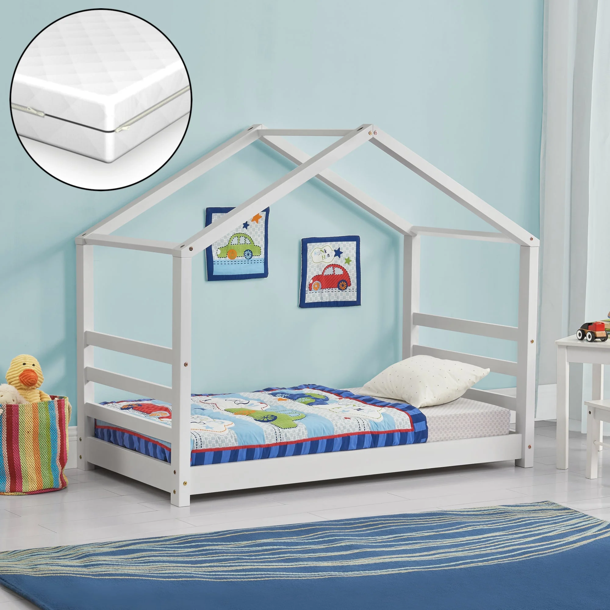 Kinderbed grenen huisbed incl. matras - verschillende maten en kleuren - Image 8