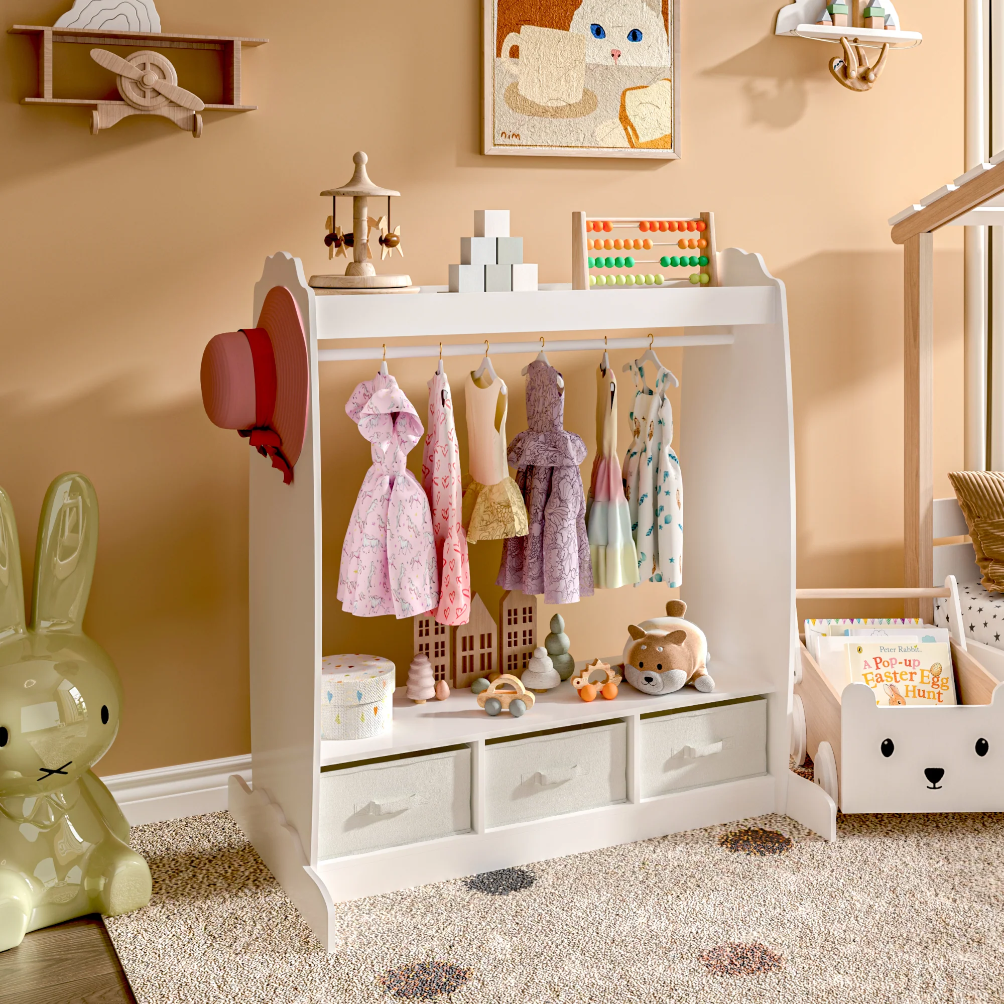 Kledingkast Moskenes open kast voor kinderen 106,5x95x61 cm wit [en.casa]