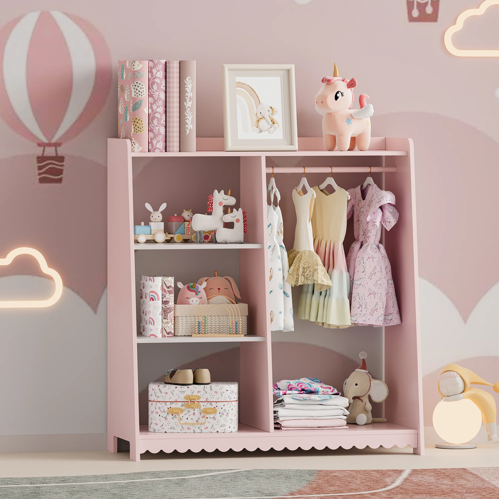 Kinderrek Vestnes 90x80x38 cm roze en wit [en.casa]