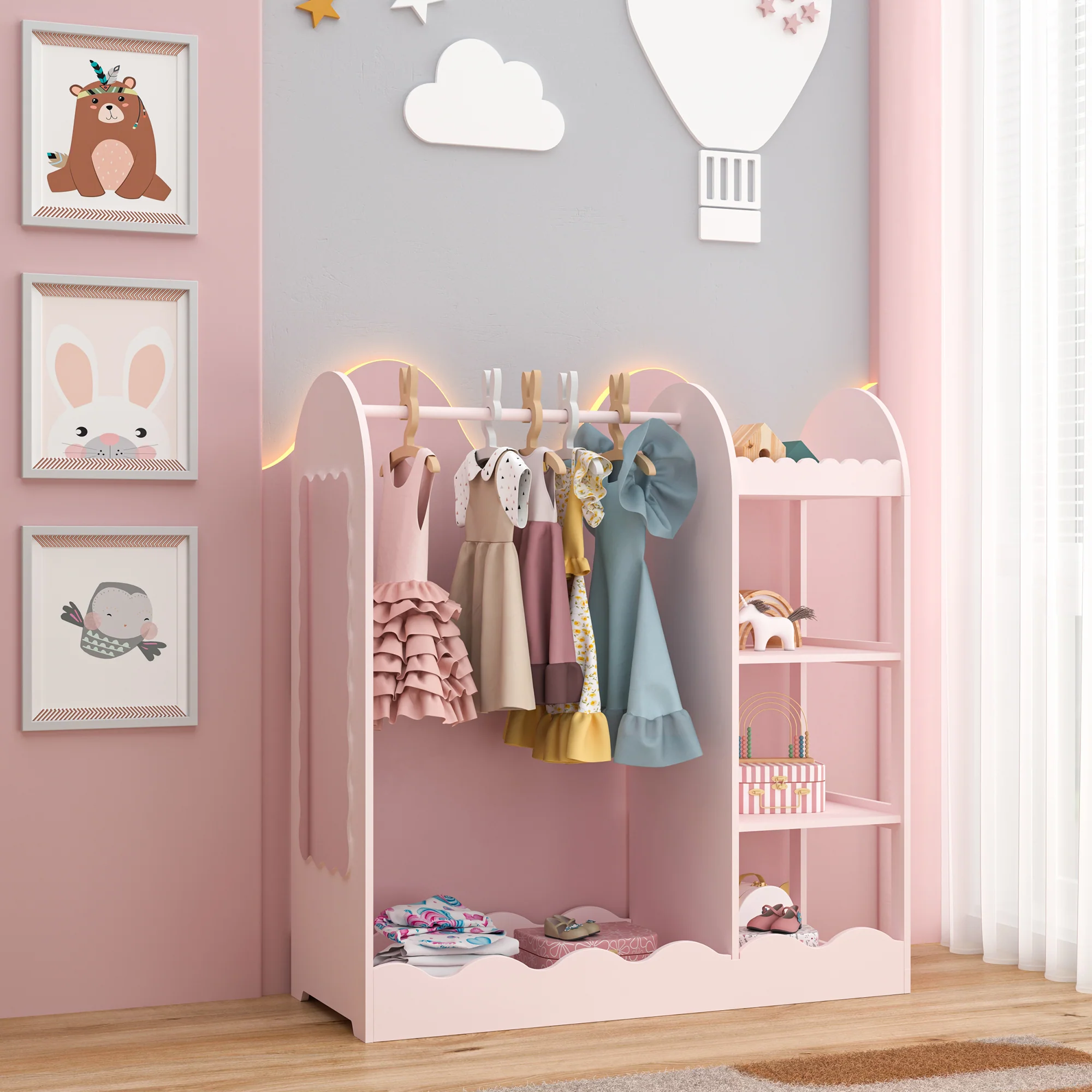 Kindergarderobe Vestnes 100x94x38 cm cotton candy roze [en.casa]