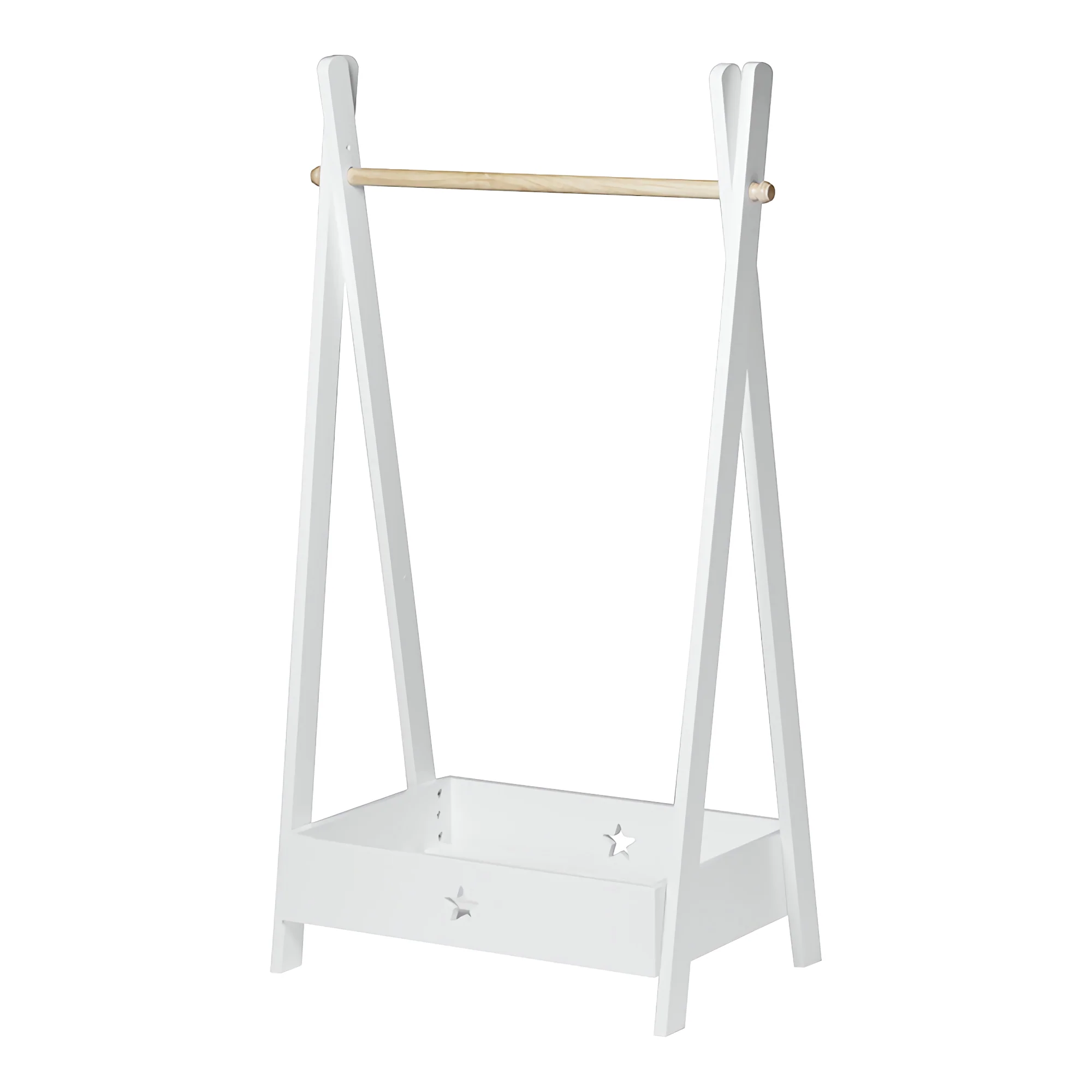 [en.casa] Kinder kledingrek Laxe 126x73x43 cm wit en houtkleurig