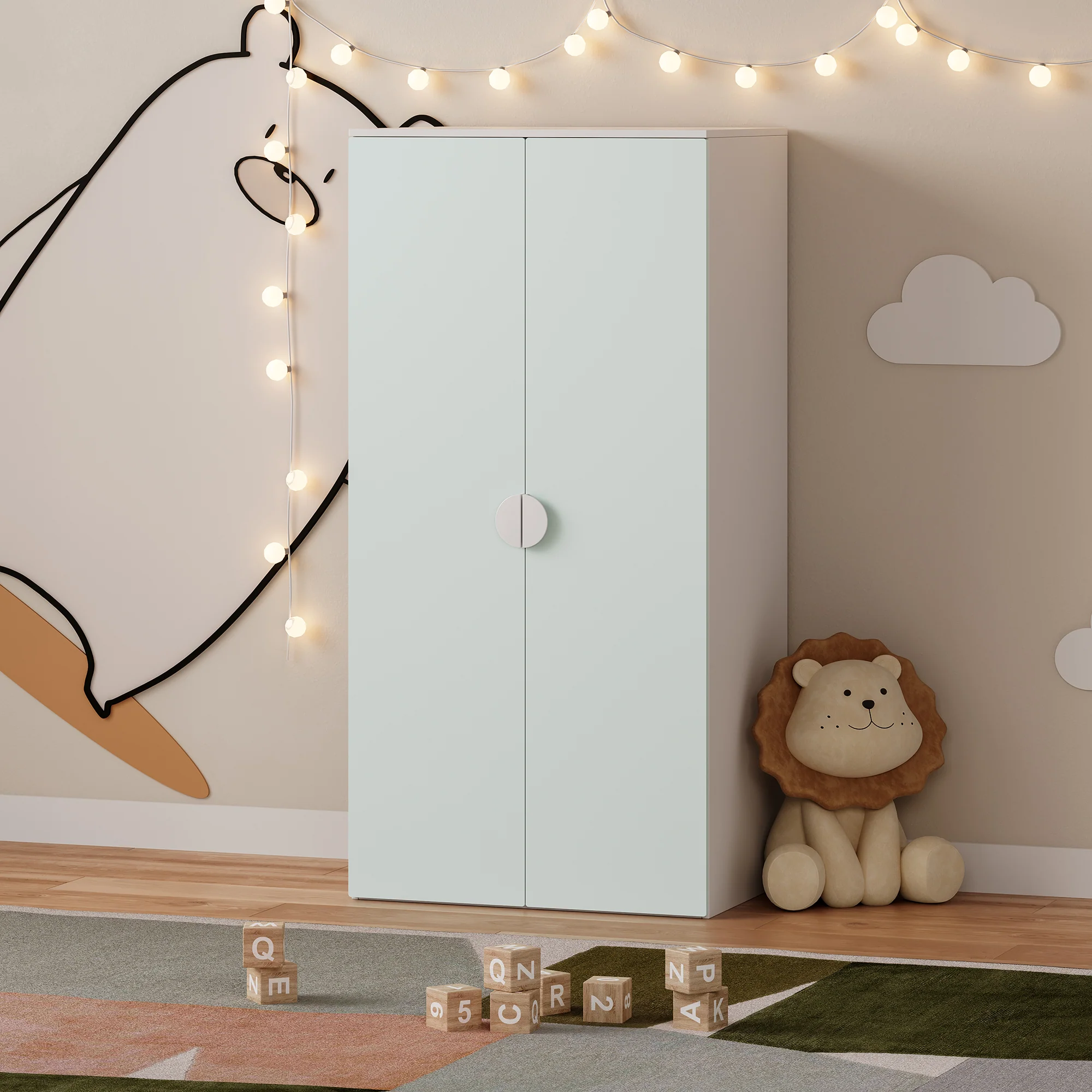 Kinderkast Sandnes 2-deurs 123x60x40 cm [en.casa] - Image 2