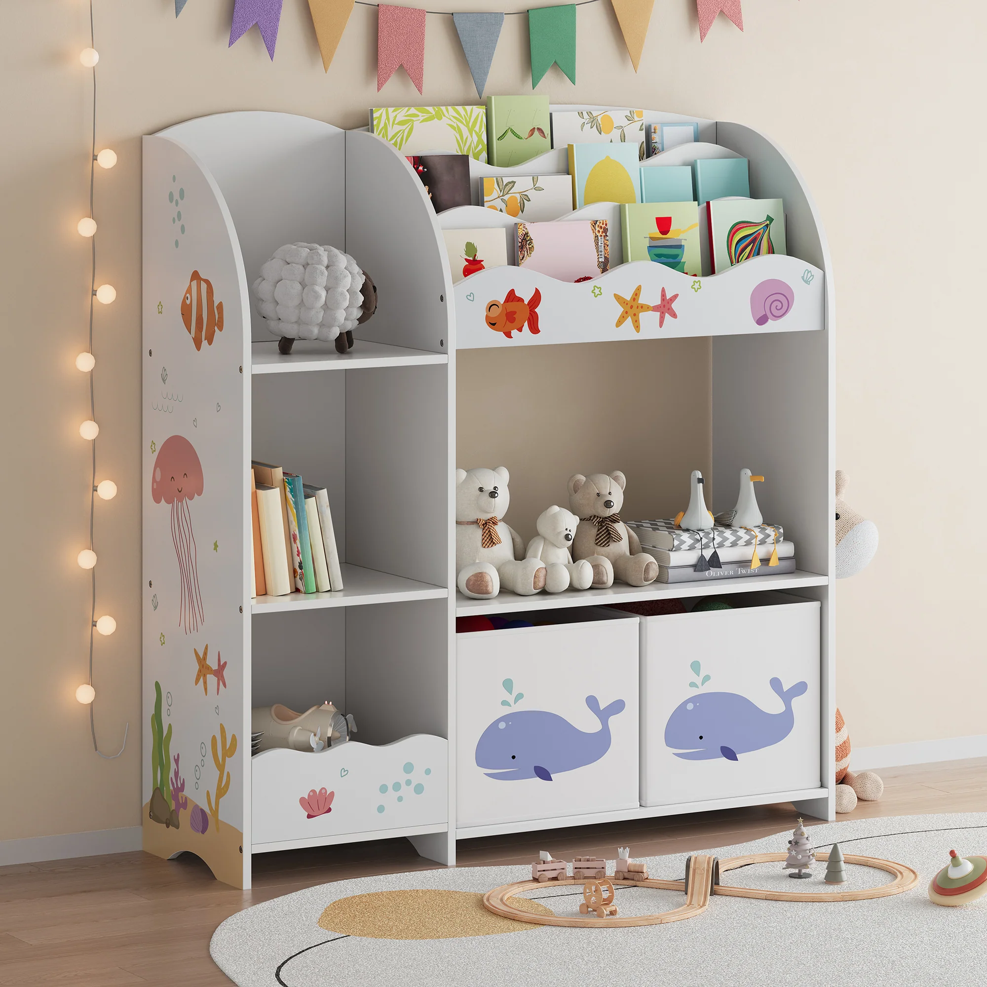 Kinderkast Lysekil open kast 100x93x30 cm [en.casa] - Image 2