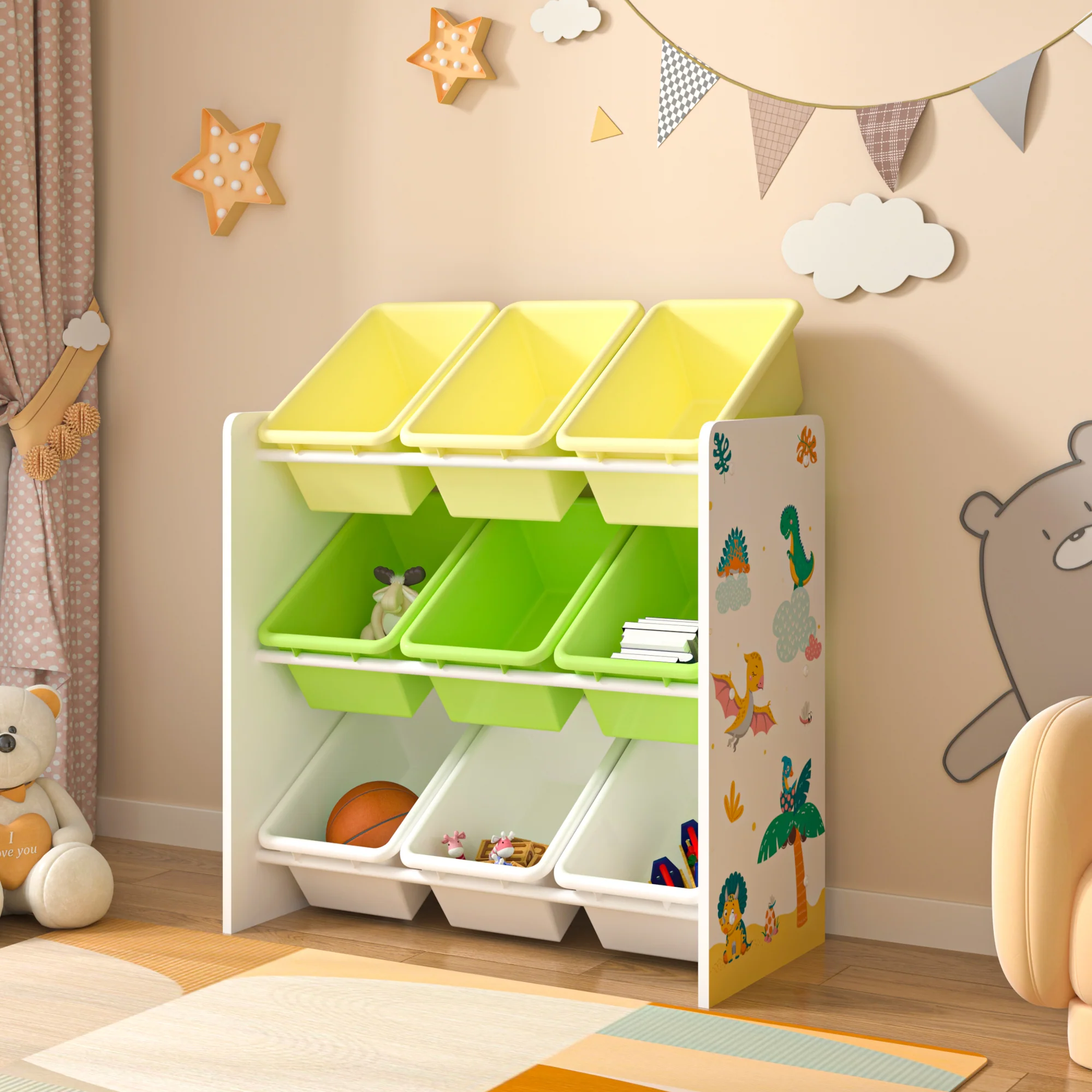 [en.casa] Kinderrek Muxía speelgoedkast 60x62x26,5 cm - 4 varianten - Image 2