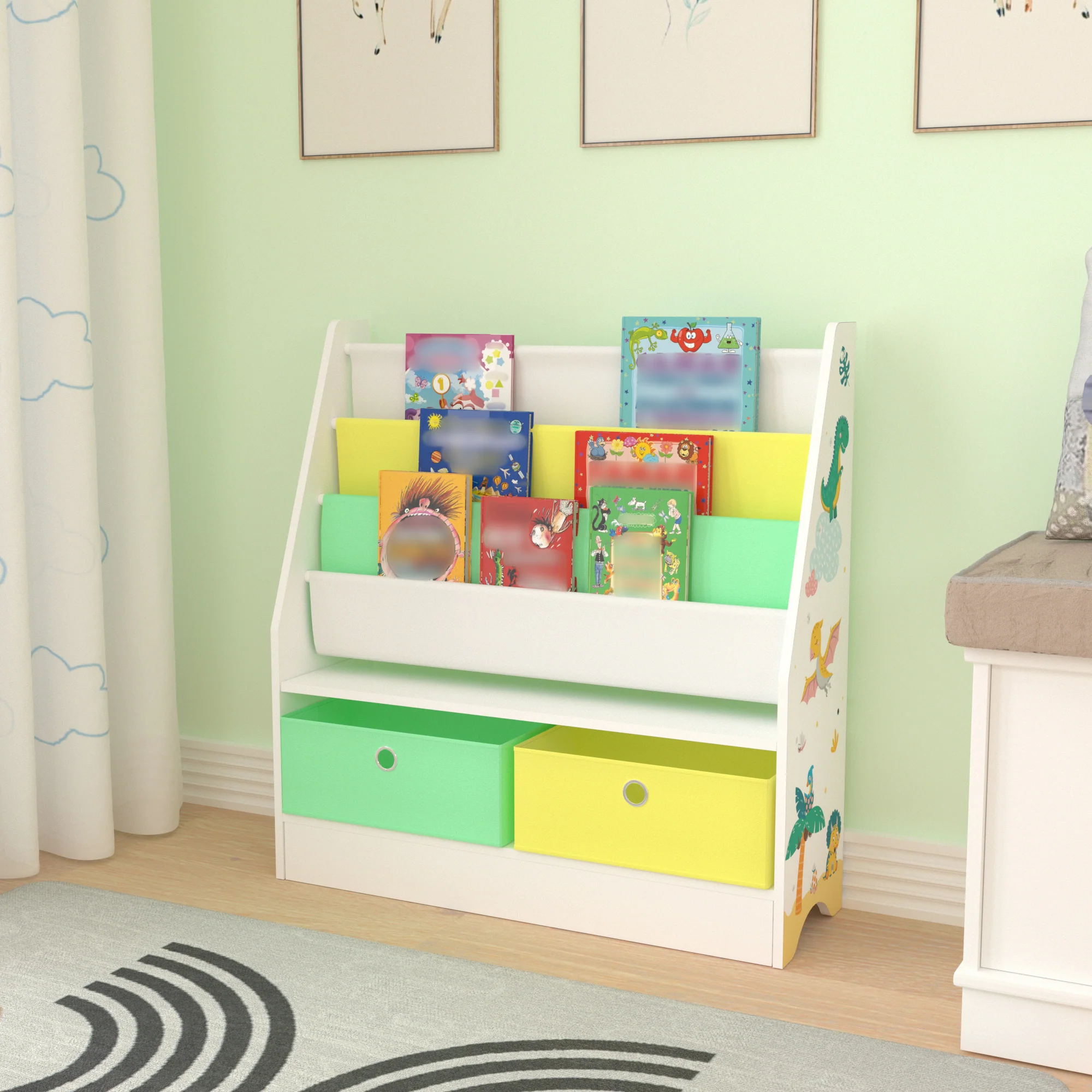[en.casa] Kinderboekenkast Neda opbergkast 74x71x23 cm - 4 varianten