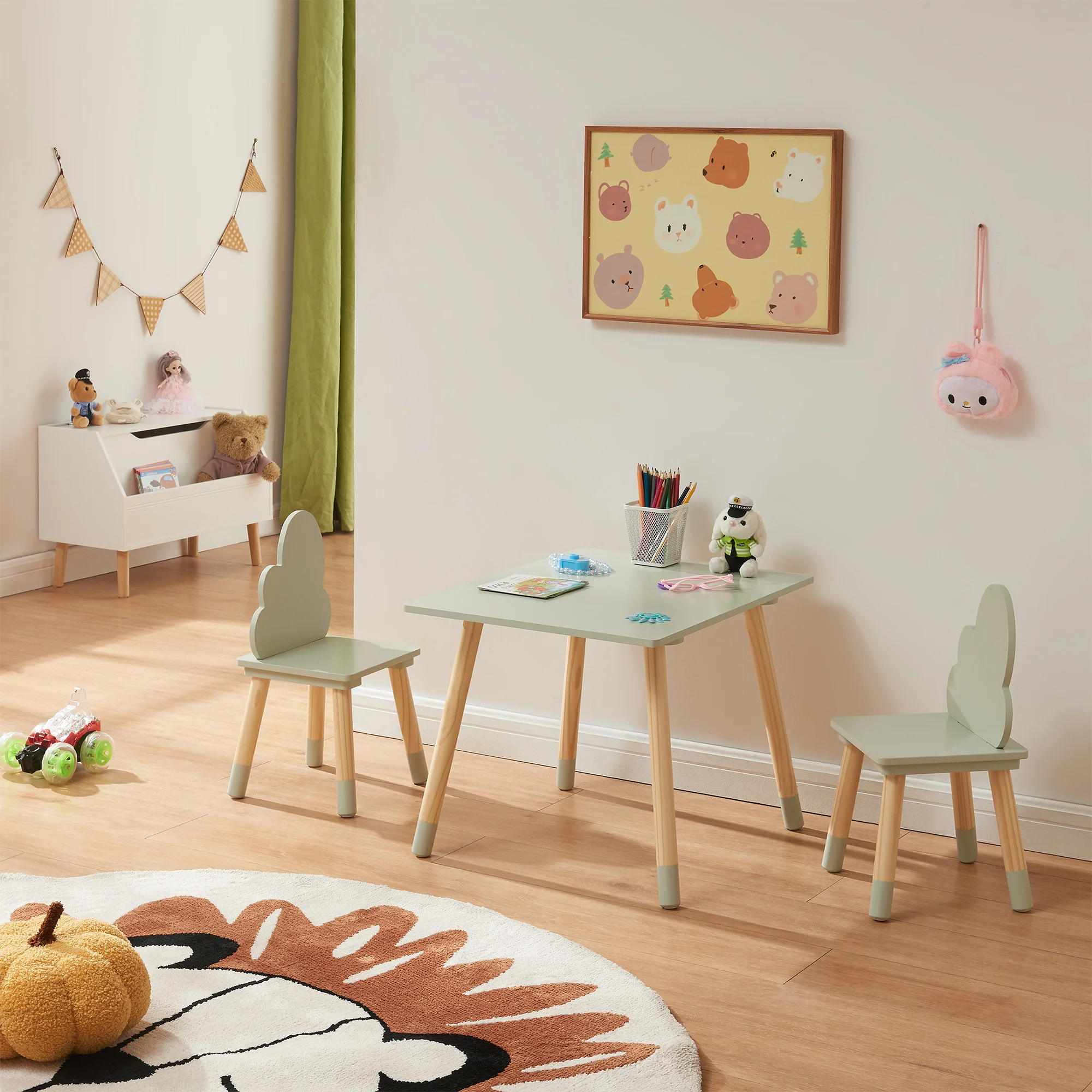 Kindertafelset Hovle met 2 stoelen wolkdesign [en.casa] - Image 2