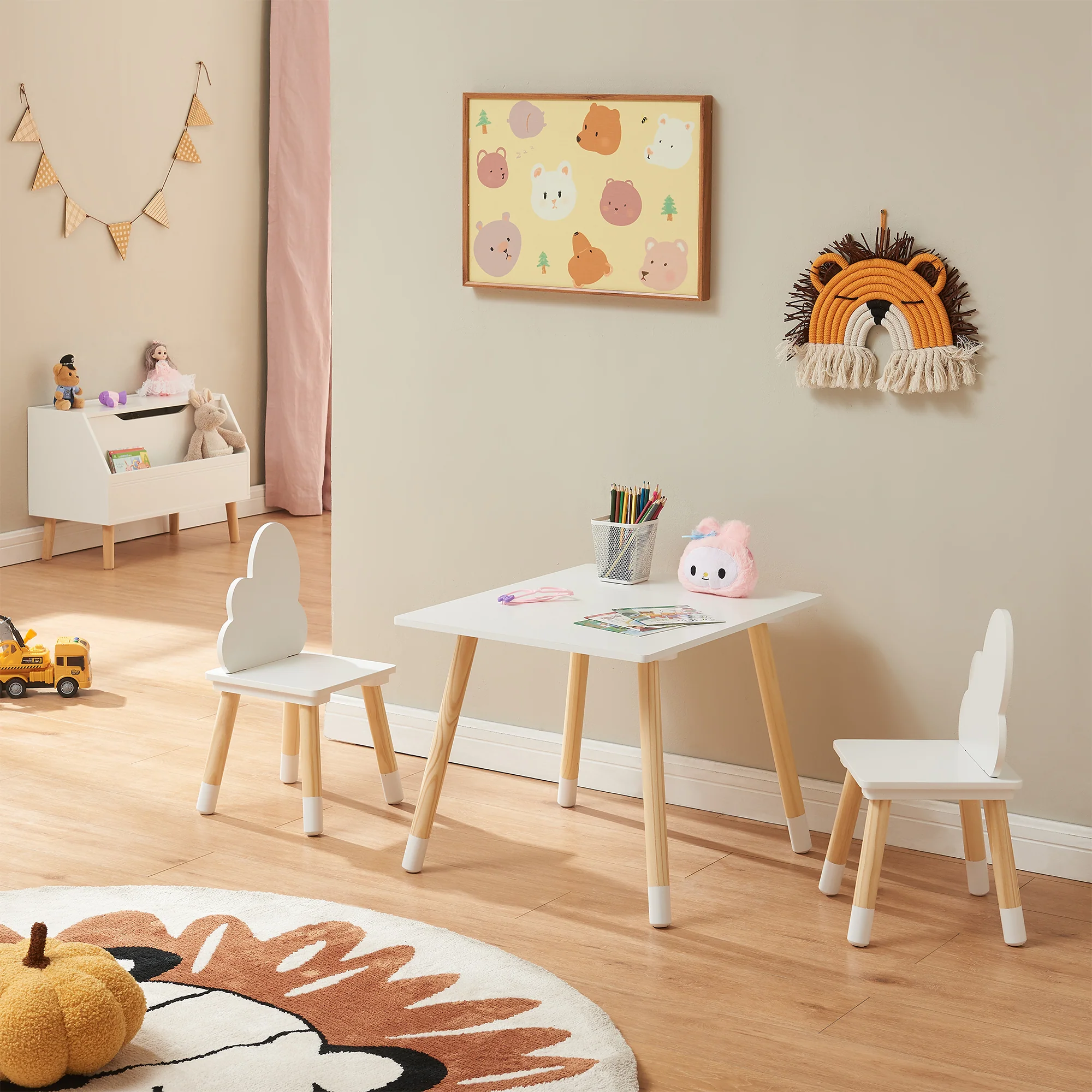 Kindertafelset Hovle met 2 stoelen wolkdesign [en.casa] - Image 3