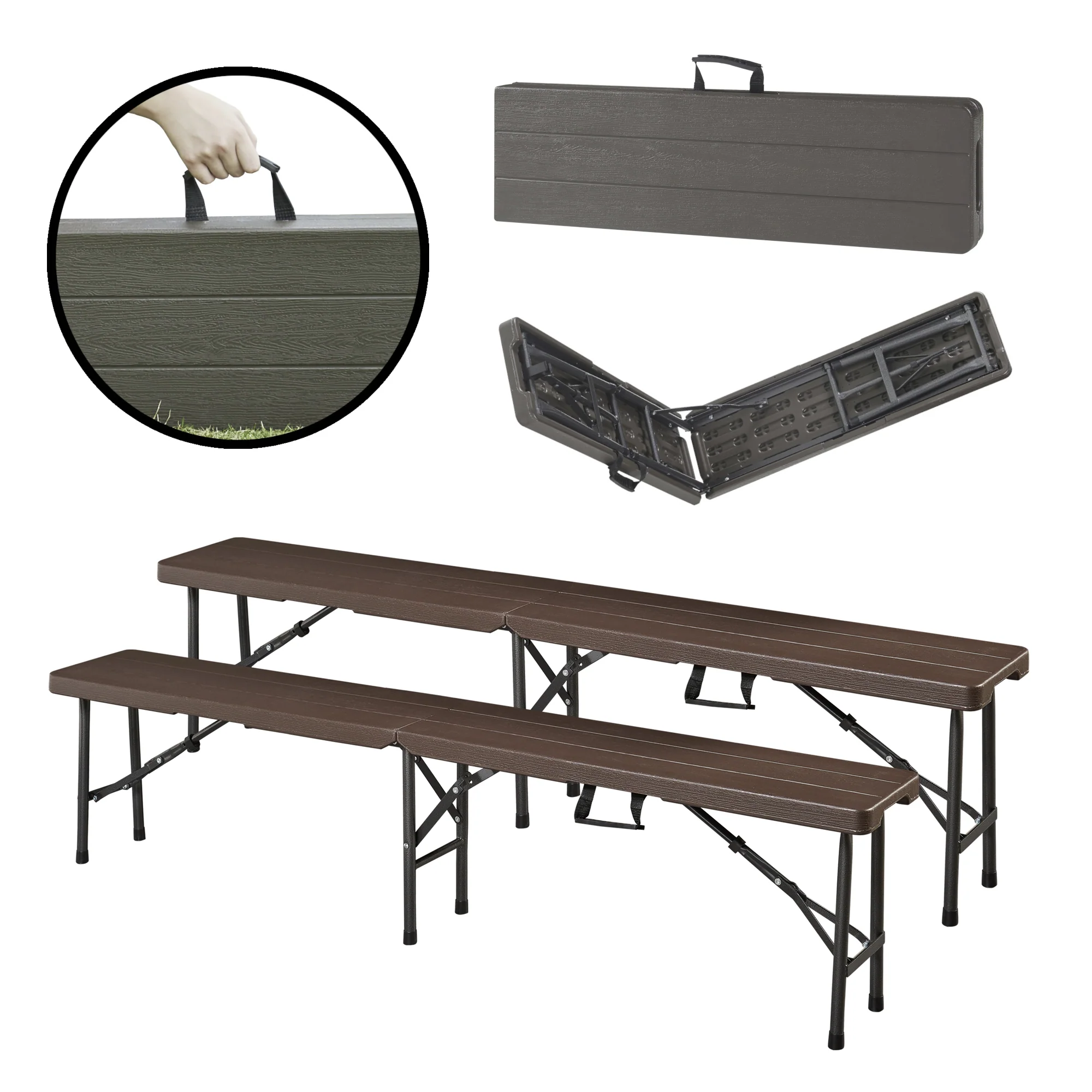 Tuinbank Lillestrøm opvouwbaar 180x25x43 cm houtlook donkerbruin [en.casa]